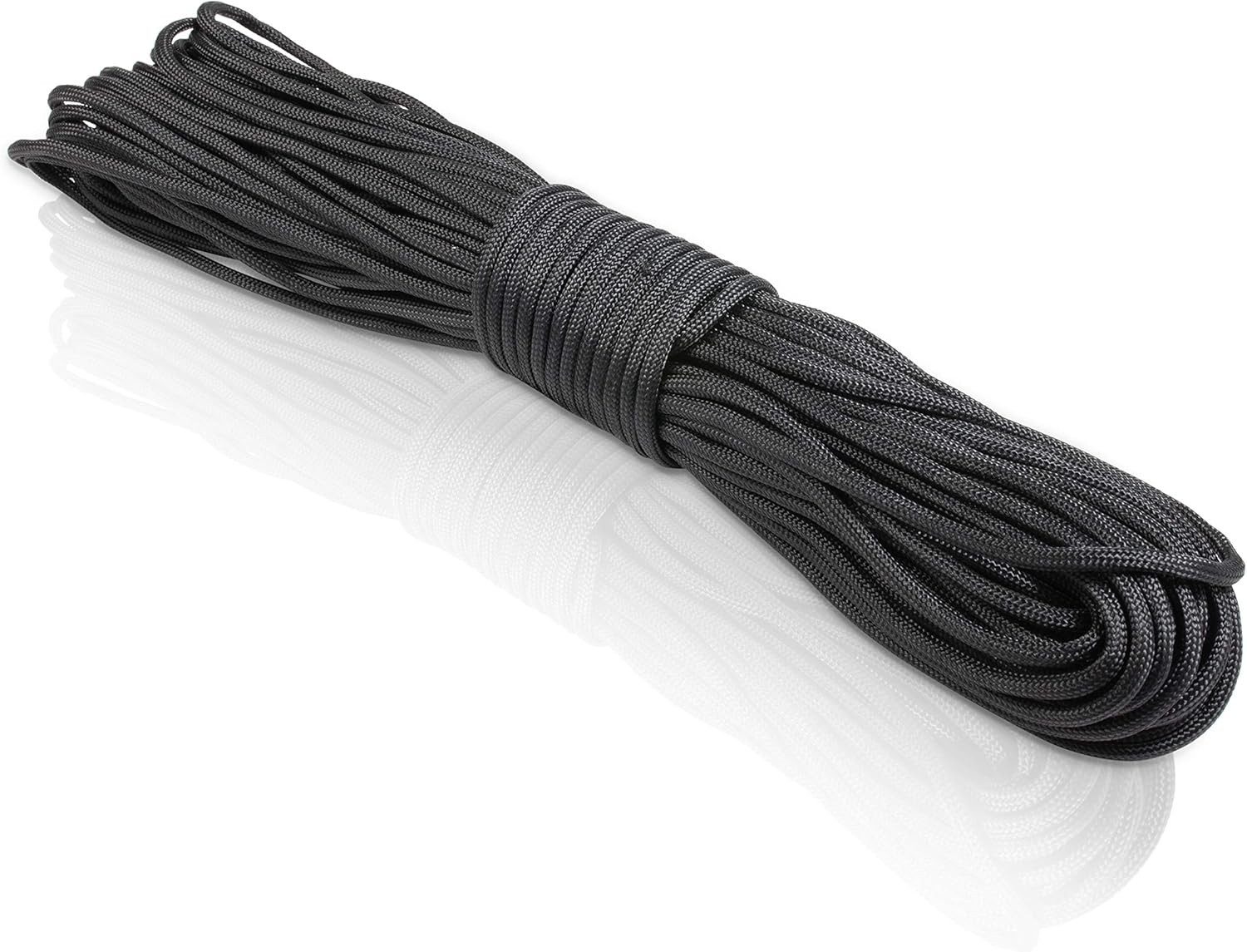 Paracord 550 schwarz – 550 Paracord aus 7 Strängen Kletterseil, 31 Meter Parachute Cord mit extrem robustem Seilmantel