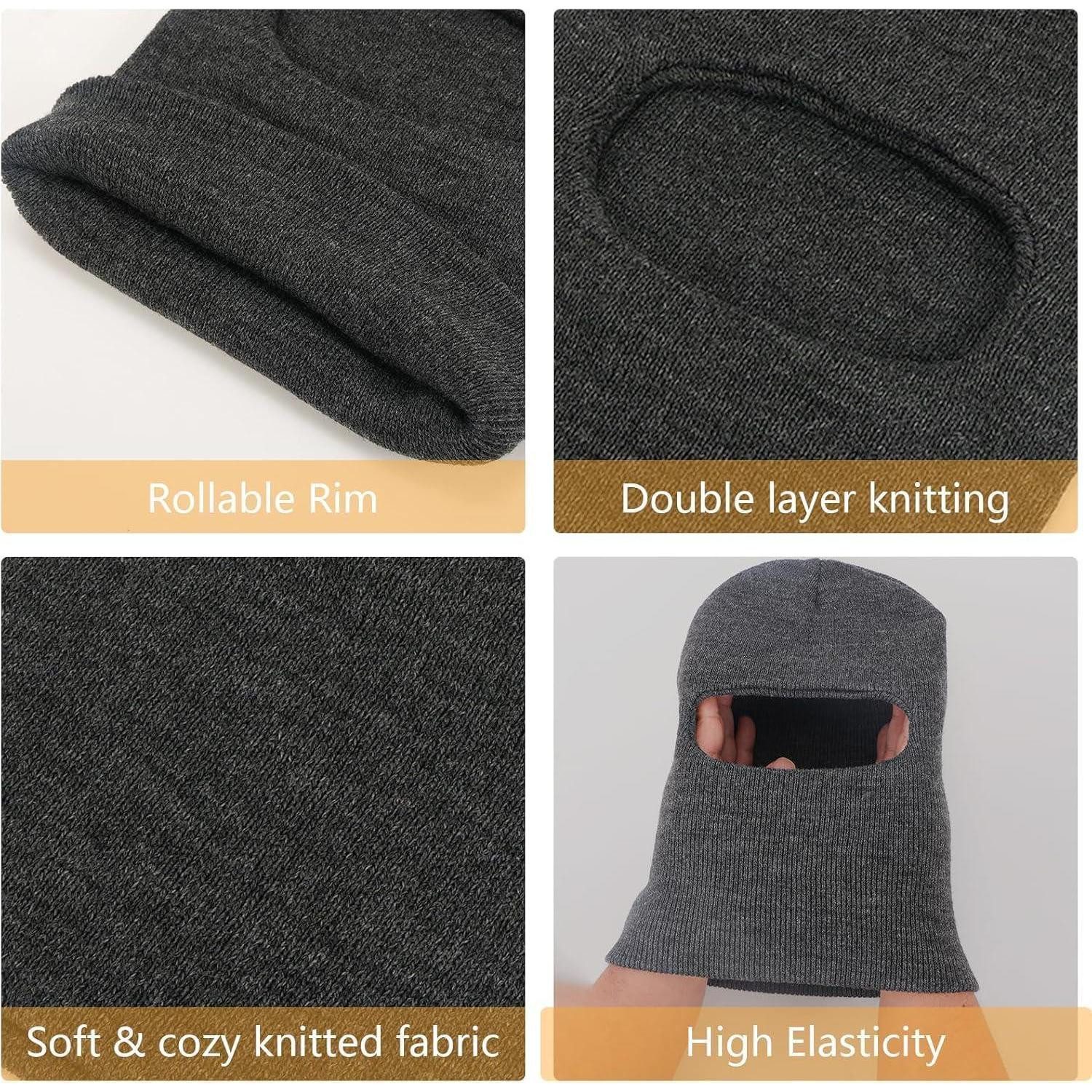 LuxusKollektion Sturmhaube Schlupfmütze Kinder Wintermütze Beanie Sturmhaube Schwarz