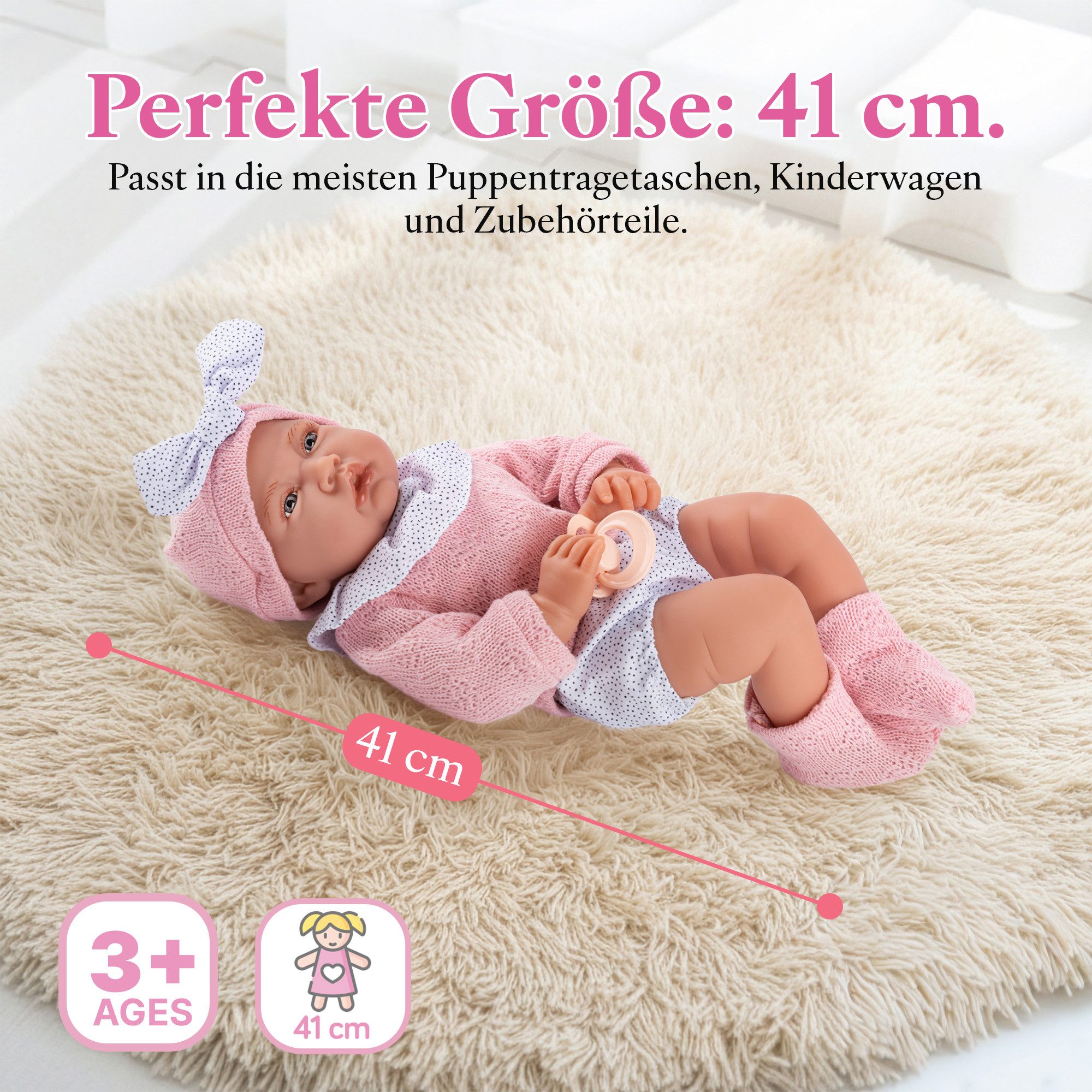 Kinderplay Dolls & Strollers Babypuppe Interaktive Babypuppe Lili 41 cm – realistisch – sprechend – Bild 4 von 5