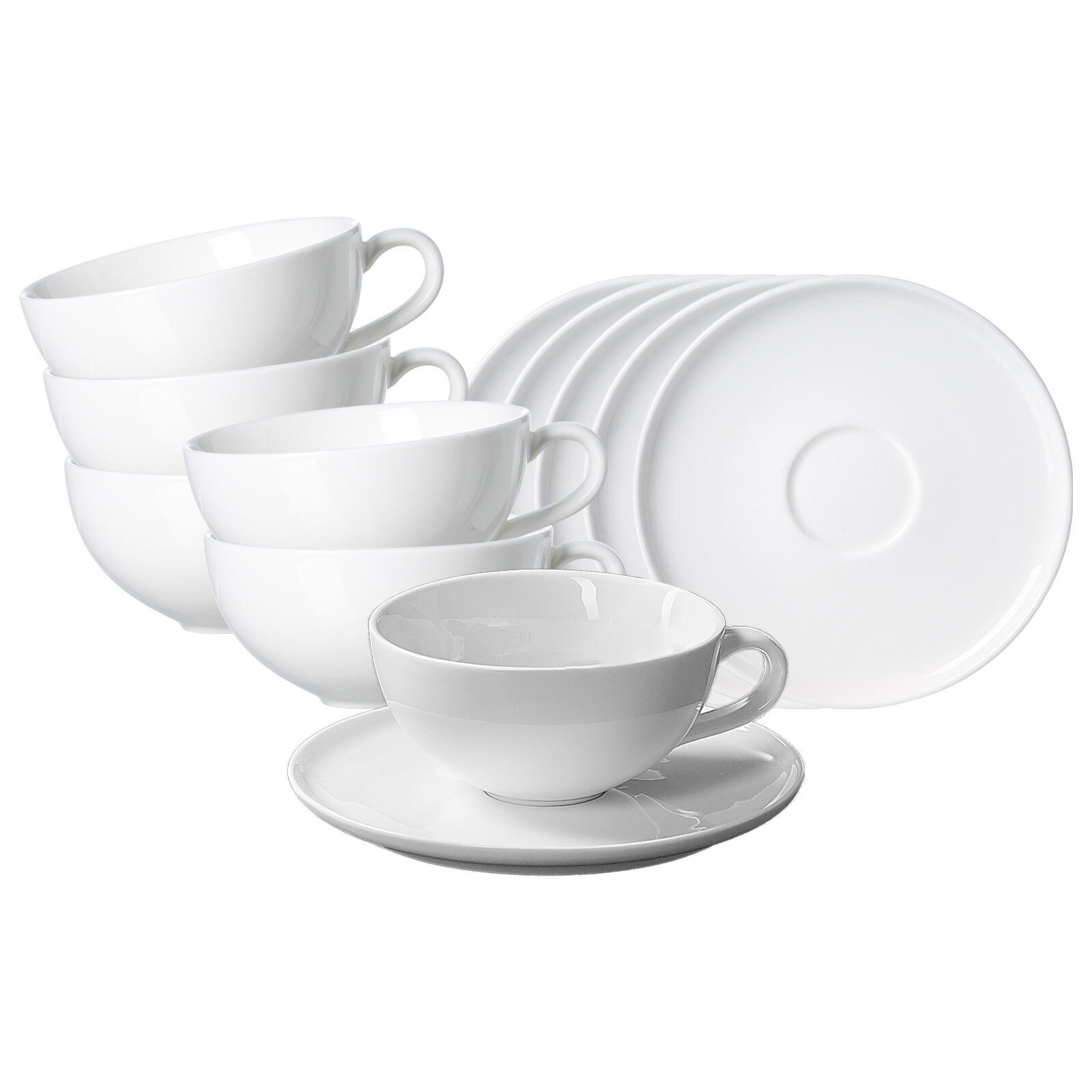 Ritzenhoff & Breker Tasse Skagen Teetassen mit Untertassen 180 ml 6er Set, 6-tlg., Porzellan