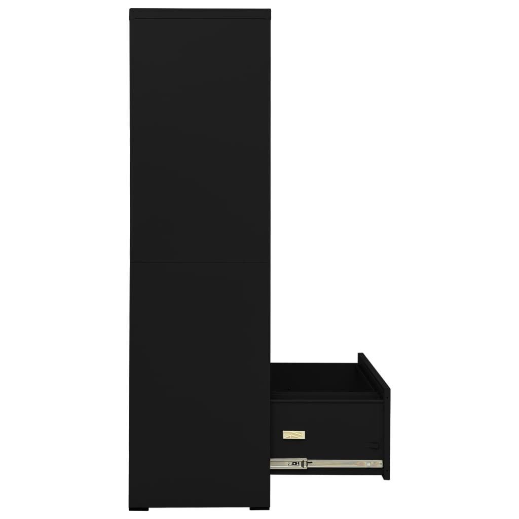 mit cm) Schwarz 3007021 Aktenschrank Schubladen möbelando (LxBxH: aus 5 46x90x164 Stahl in abschließbar