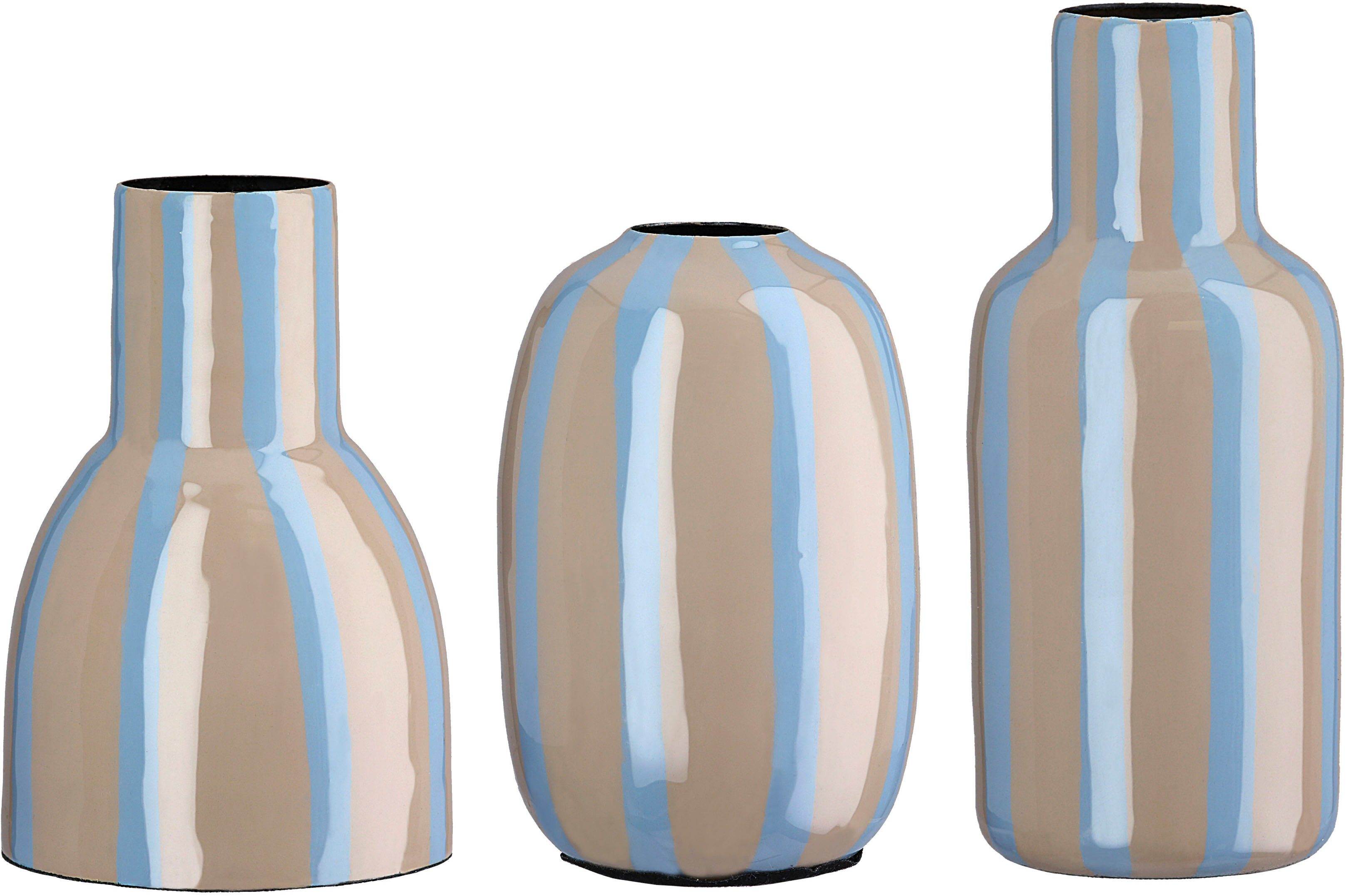 s.Oliver Tischvase Deko-Vase, "Piccolo", im 3er Set, unterschiedliche Formen, 13cm hoch (3 St), aus Metall, glänzende Oberfläche in verschiedenen Farben