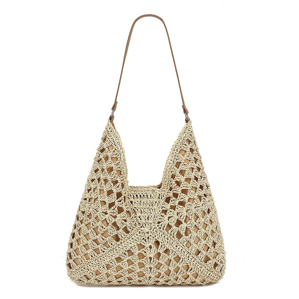 Zaewry Strandtasche Damen, Sommer Handtasche, Strohtaschen, Stilvoll Korbtaschen, Basttaschen, Boho Shopper Tasche, Schultertasche Umhängetasche