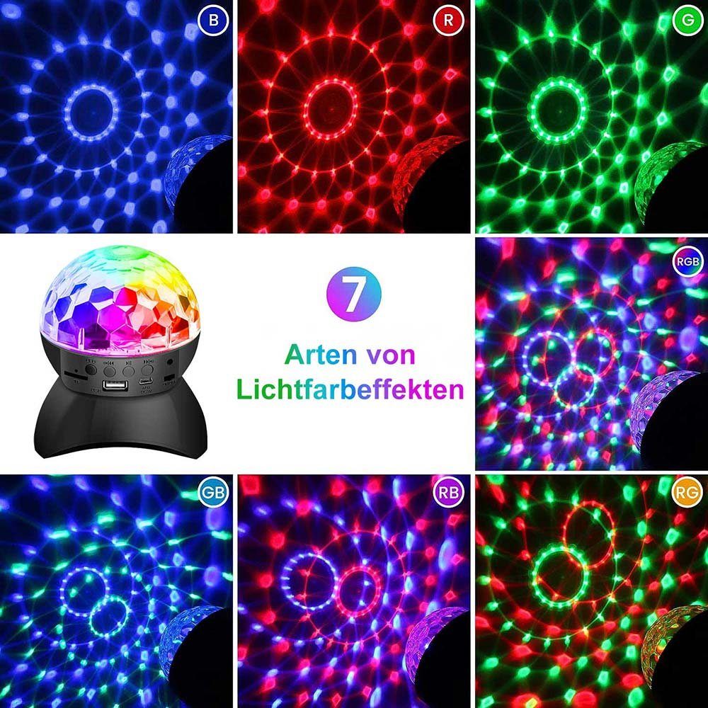 MUPOO LED Discolicht Discolicht Disco-Lichter LED Tischleuchte Discokugel, RGB LED Tischlampe, Partyleuchte RGB RGB Partylicht,Bluetooth Wiederaufladbar/USB-betrieben, Discokugel