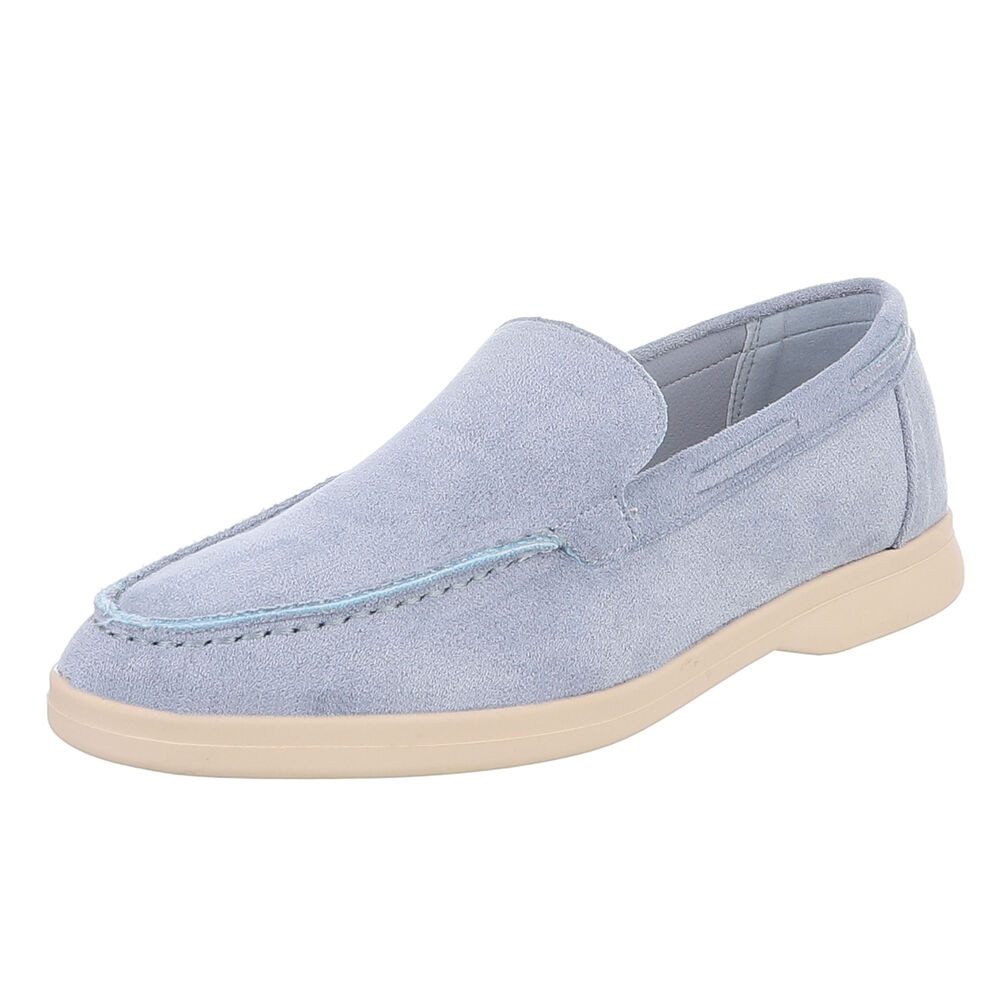 Ital-Design Eleganter Damen Slip-On Schuh mit hohem Tragekomfort Slipper (90927392) Blockabsatz Mokassins in Hellblau