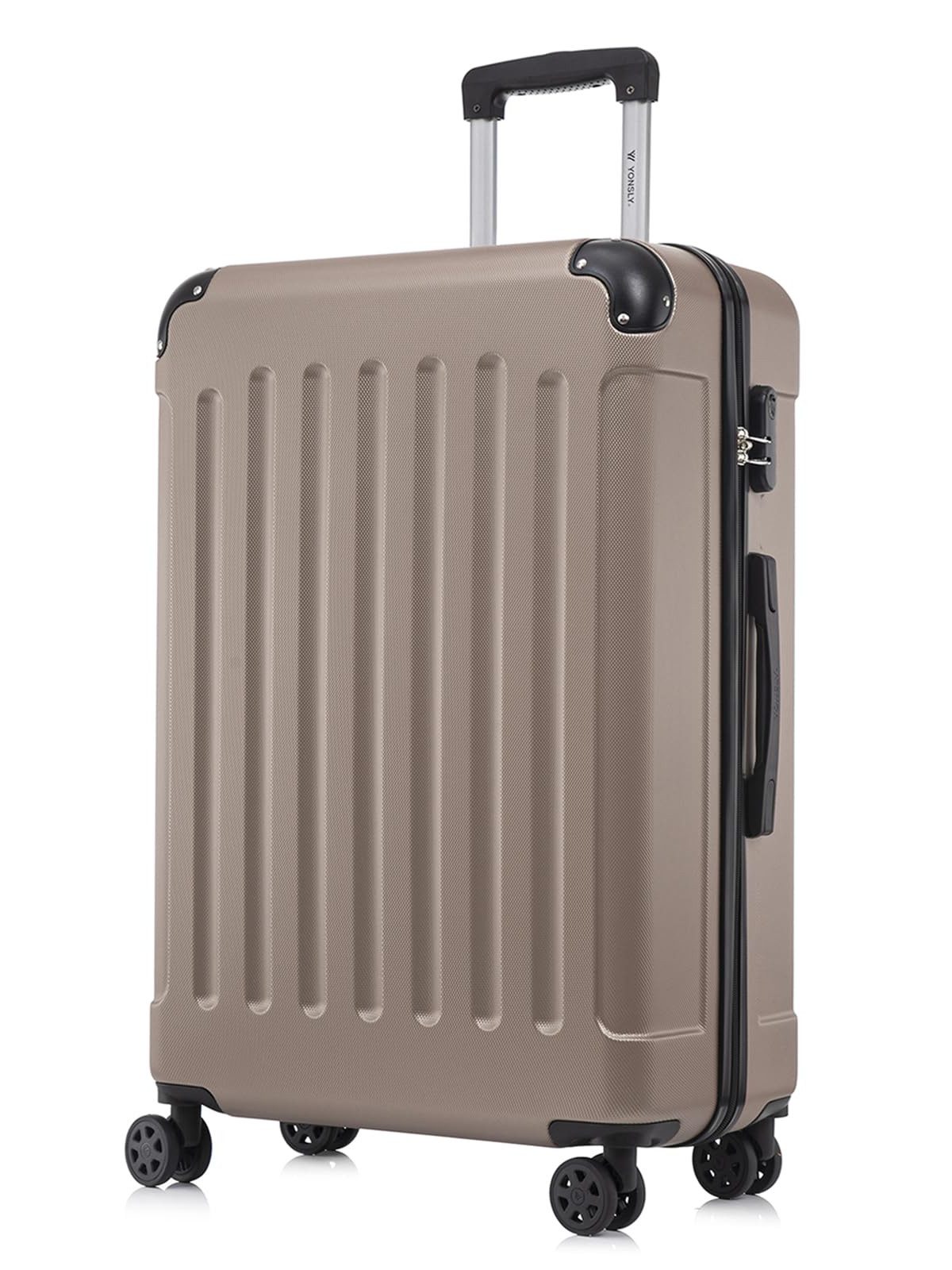 YONSLY Hartschalen-Trolley Hartschalen-Koffer Trolley 360° Rollen, robuster Reisekoffer, 4 Rollen, mit Zahlenschloss, für Business und Urlaub 46/55/66/76 cm