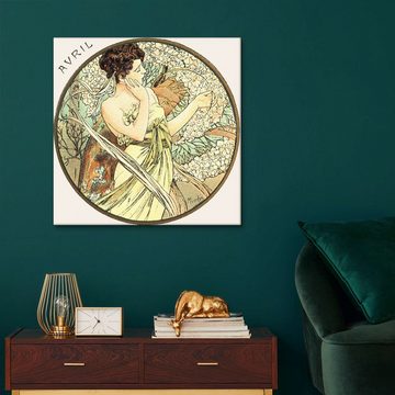 Posterlounge Leinwandbild Alfons Mucha, Die Monate - April (Avril), Malerei