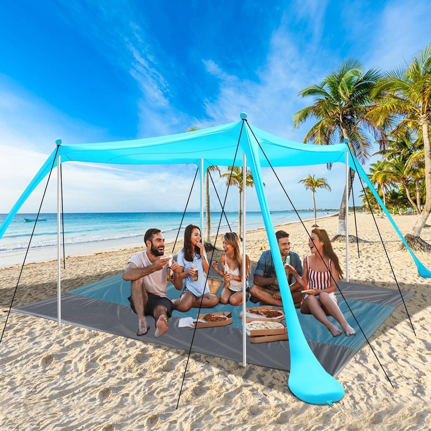 Strandmuschel Strandzelt UV Schutz Sonnenzelt 3x3m Sonnensegel Outdoor Camping