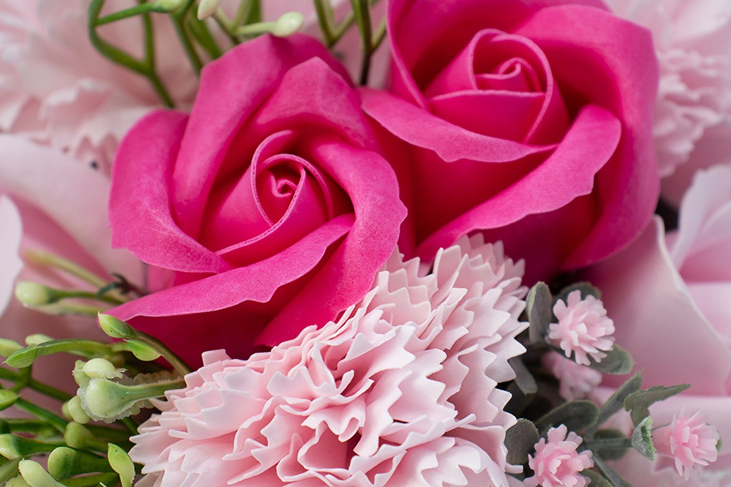 cm Kunstblumenstrauß Wisdom, Boquet Seifenblumen Nelken Pink, Rosen Blumenstrauß Lavendel Höhe und 17