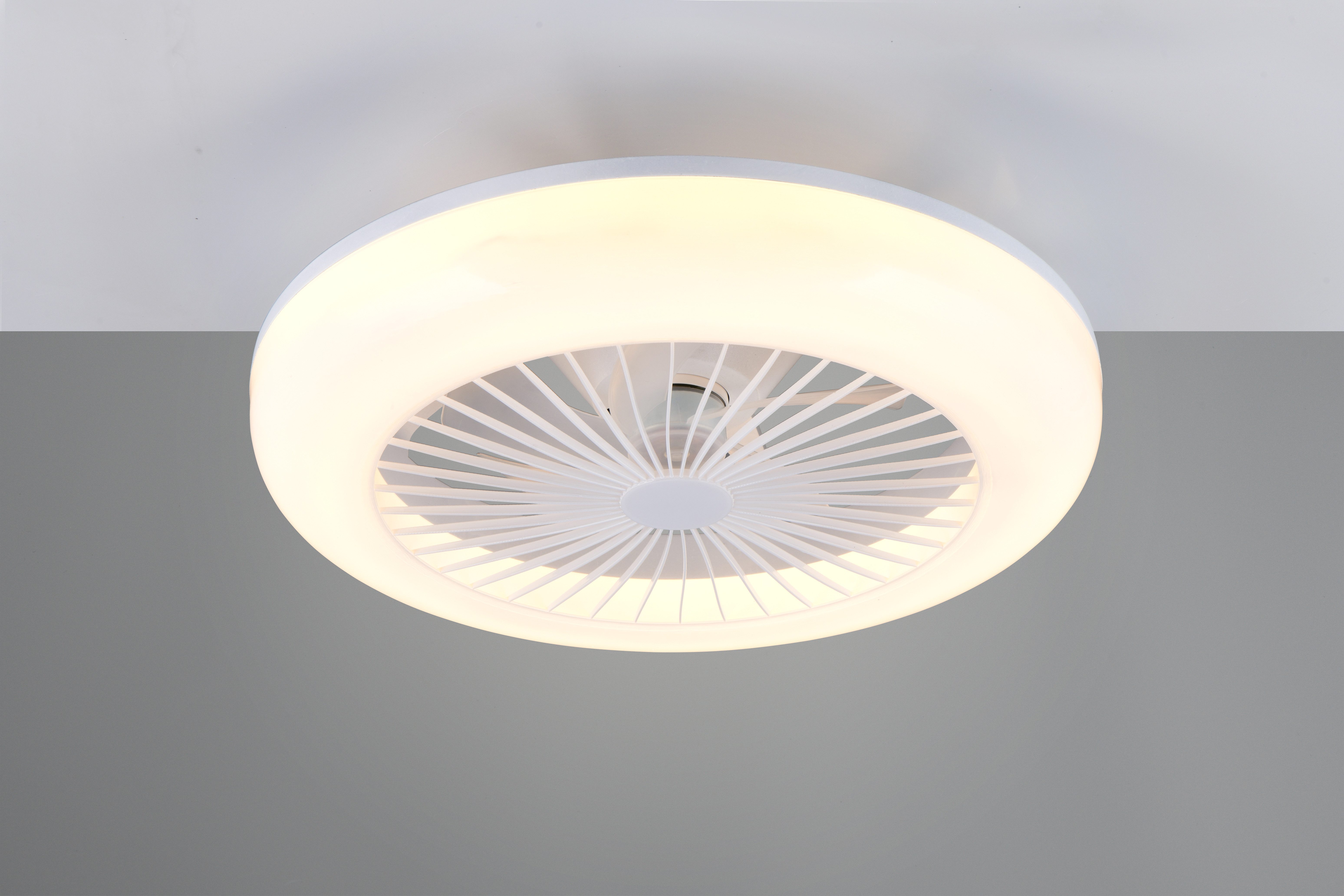 Reality Leuchten LED Deckenleuchte MORA mit Ventilator, Deckenventilator mit Licht inkl. Fernbedienung, Ventilatorfunktion, LED fest integriert, warmweiß - kaltweiß, 3 Geschwindigkeiten Timer, LED dimmbar CCT Nachtlicht