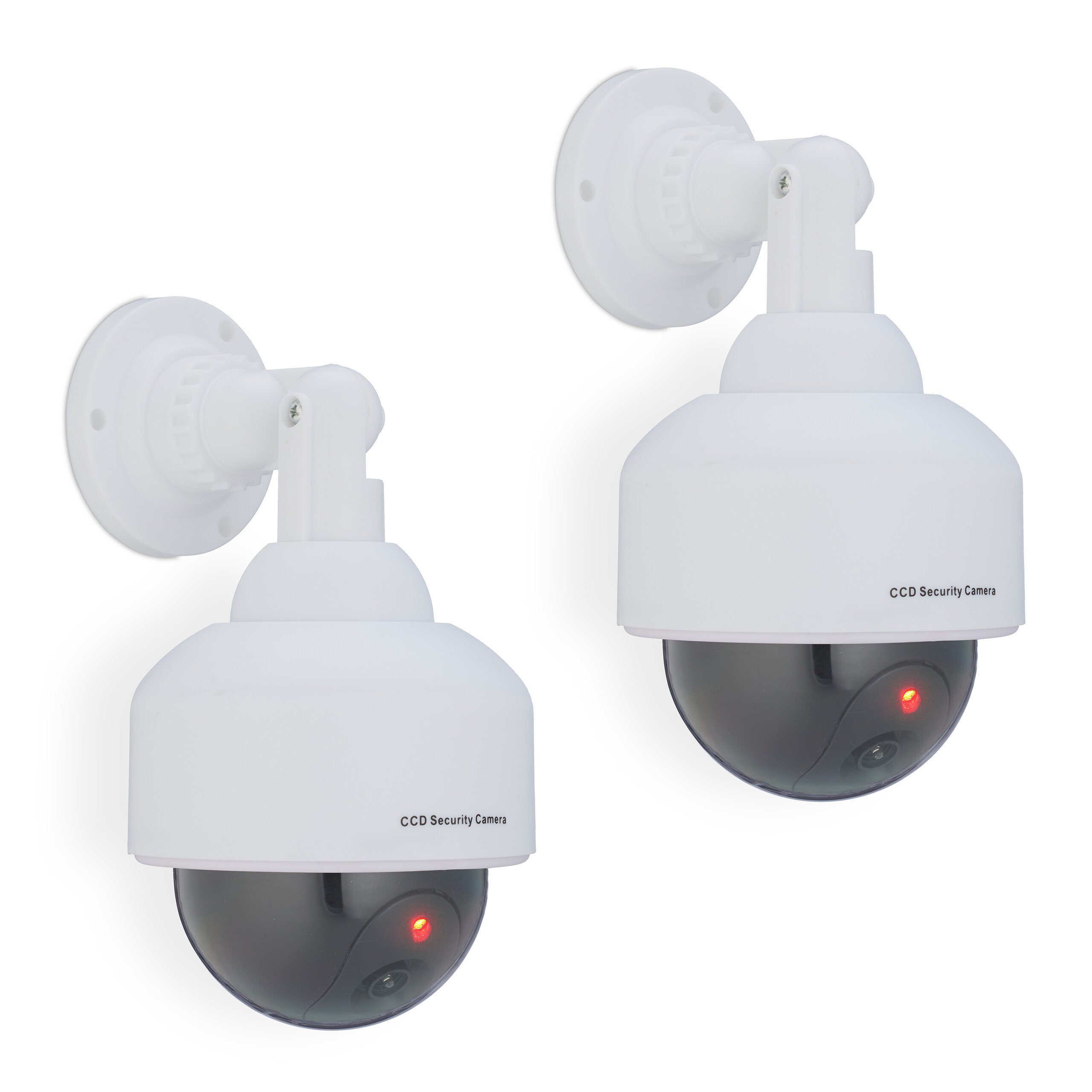 Überwachungskamera Attrappe 2 x Kamera Dummy Dome-Form weiß