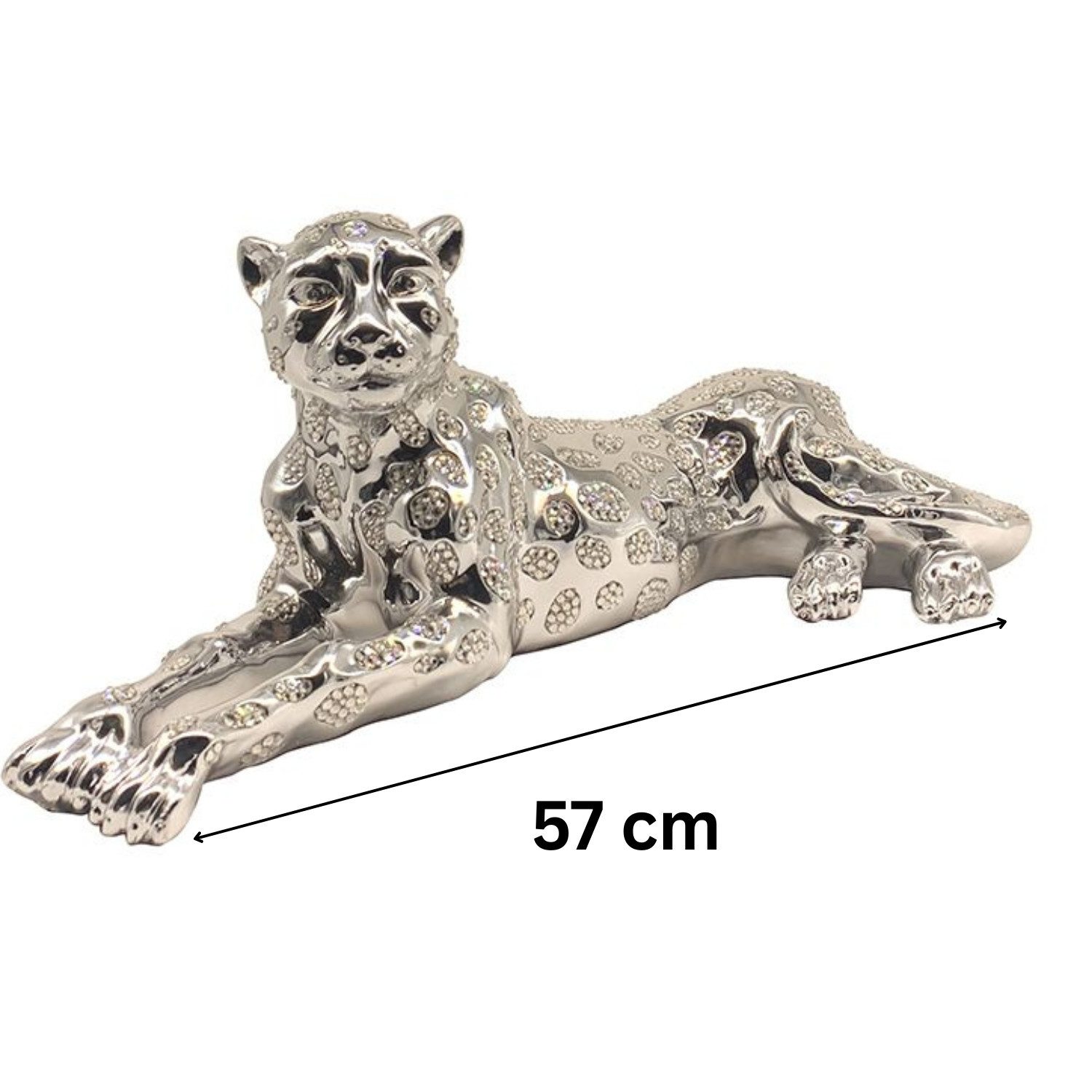 alesvelt Skulptur Moderne Dekofigur Leopard 57 cm Gold / Silber (1-Stück, 57 x 23 x 22 cm), Gold/ Silber