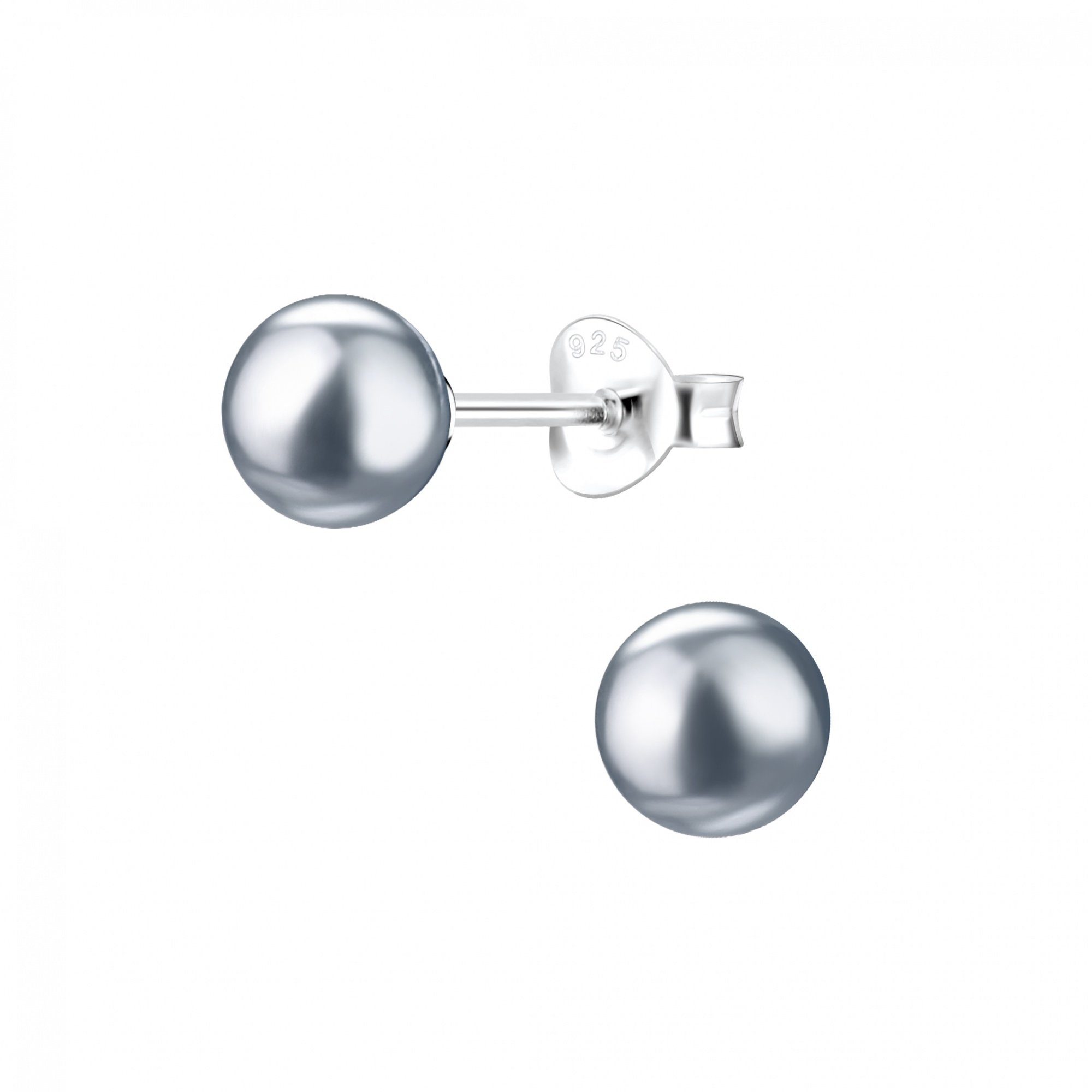 ALEXANDER YORK Paar Ohrstecker PERLE classic 6 mm I grau, 2-tlg., 925 Sterling Silber
