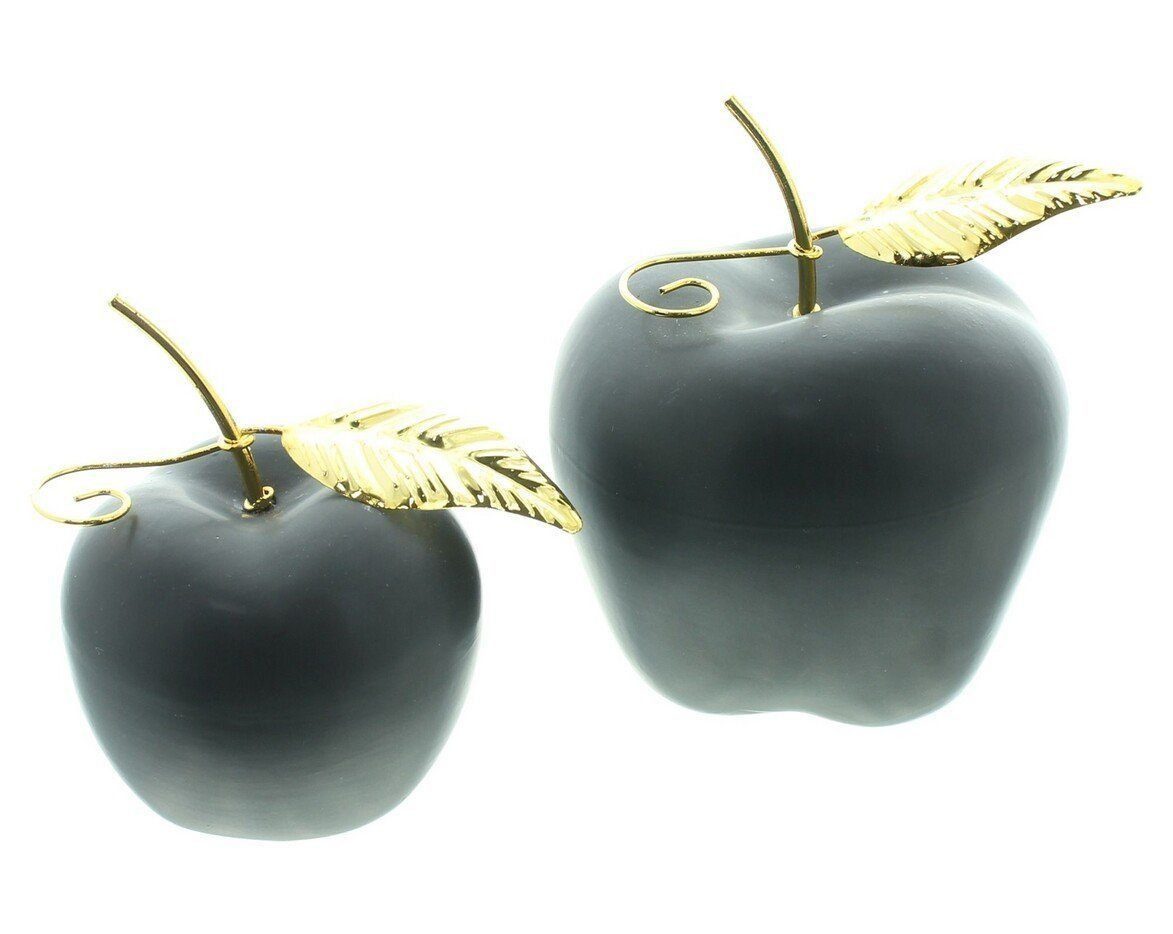 Home-trends24.de Dekofigur Apfel Schwarz Gold Deko Figur Objekt Skulptur 2er Set (2 St) – Bild 4 von 4