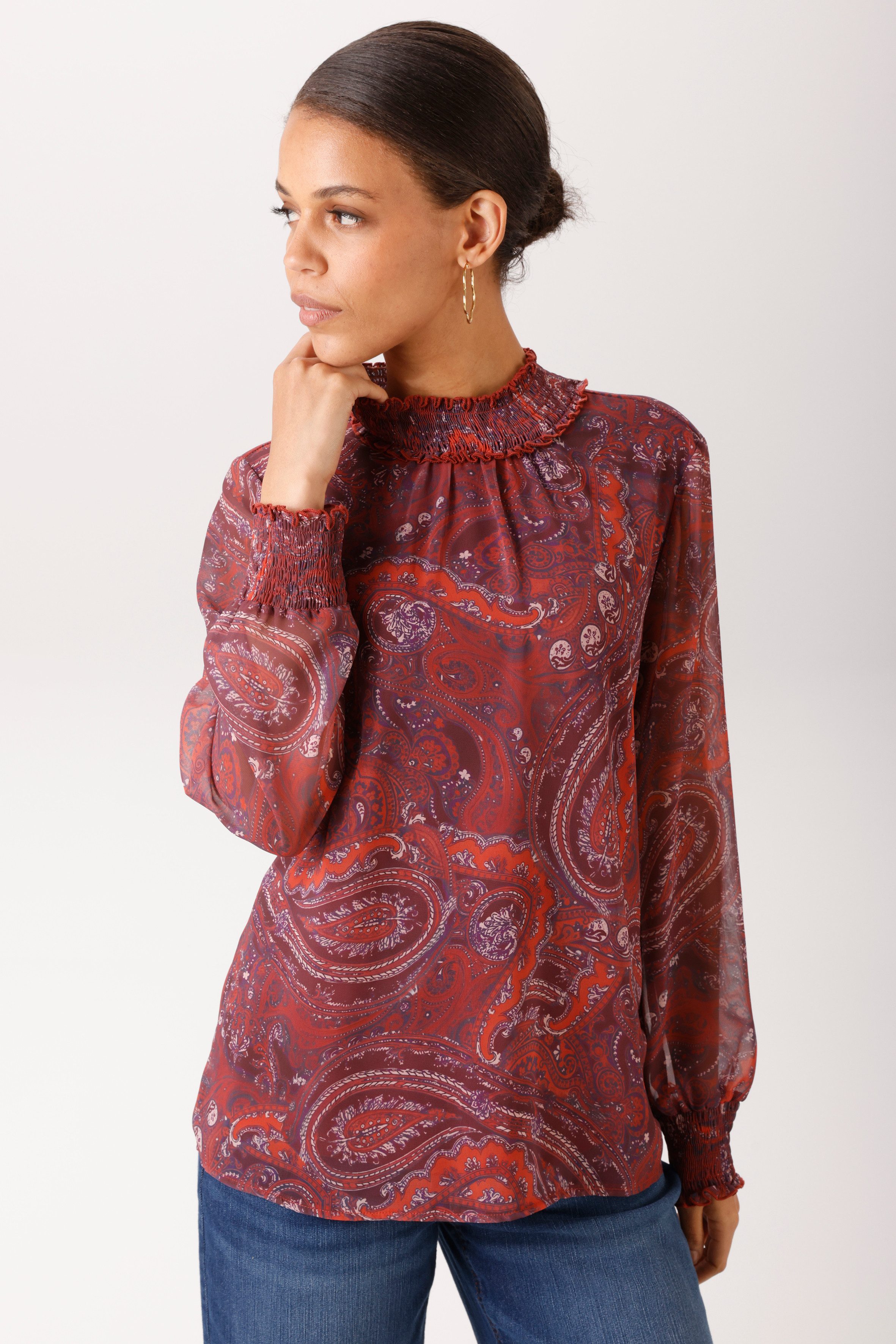 Aniston CASUAL Schlupfbluse mit großflächigen, trendfarbenen Paisley-Muster - NEUE KOLLEKTION