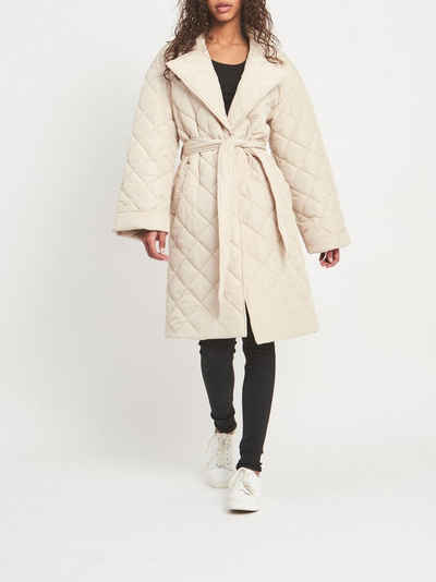 Vila Kurzmantel Leicht Wattierter Übergangsmantel Longline Steppjacke VICHRIS 4625 in Beige