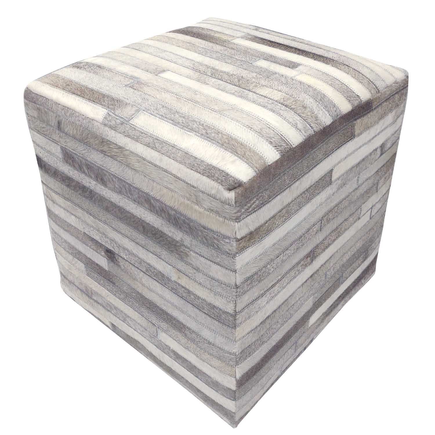 Casa Moro Polsterhocker Patchwork Fell-Hocker Liem 45x45x48 cm (B/T/H) aus echtem Fell & Holz (Sitzhocker quadratisch echt Ledersitzkissen Pouf modern), Handmade, Polsterhocker für einfach schöner Wohnen HH5606