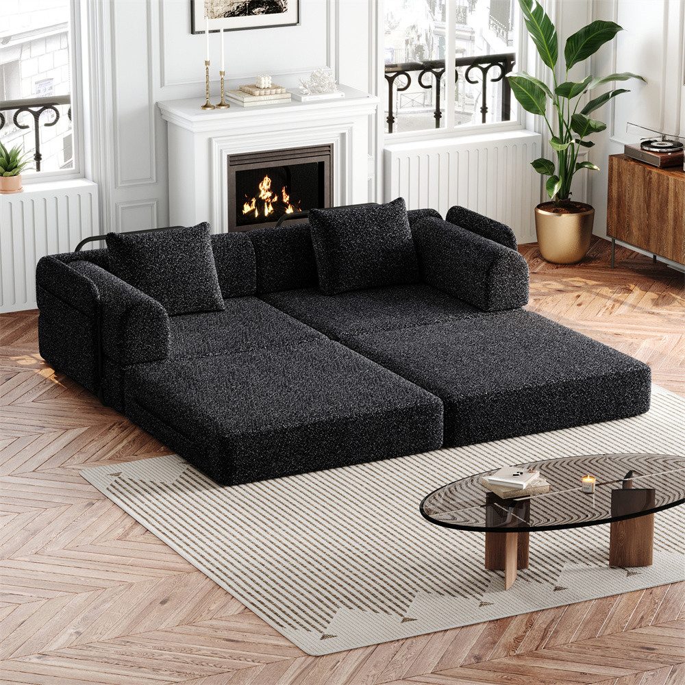 OKWISH Schlafsofa Modernes Chenille-Sofa 2-in-1, mit integriertem Stauraum günstig online kaufen