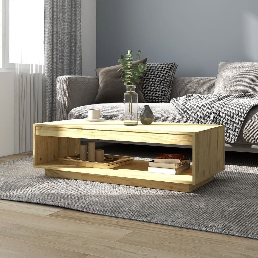 vidaXL Couchtisch aus Kiefer-Massivholz in natur (LxBxH: 50x110x33,5 cm)
