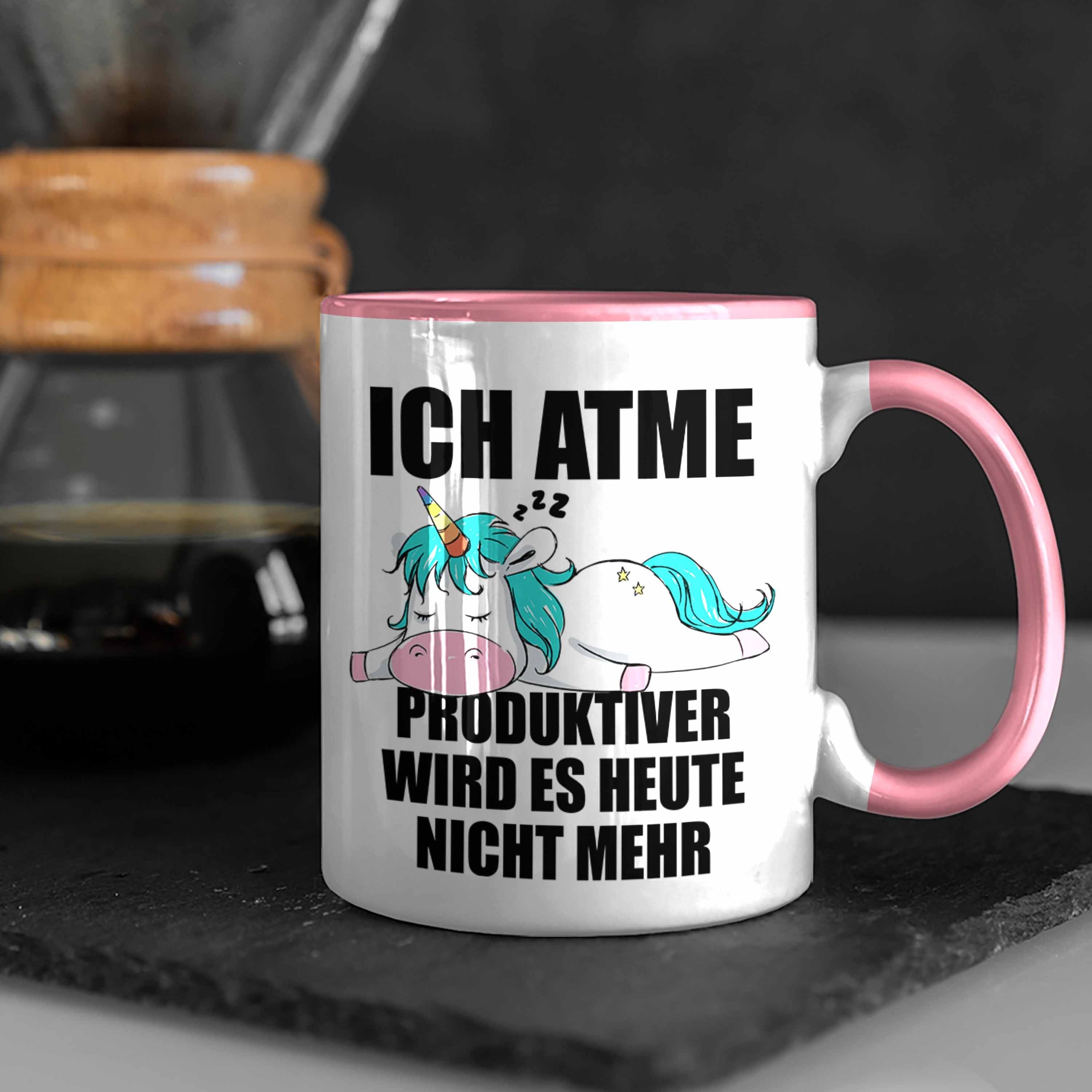 Frauen Geschenk Trendation mit Einhorn Tasse Trendation Mitarbeiterin Tasse - Lustige Rosa Spruch Arbeitskollege