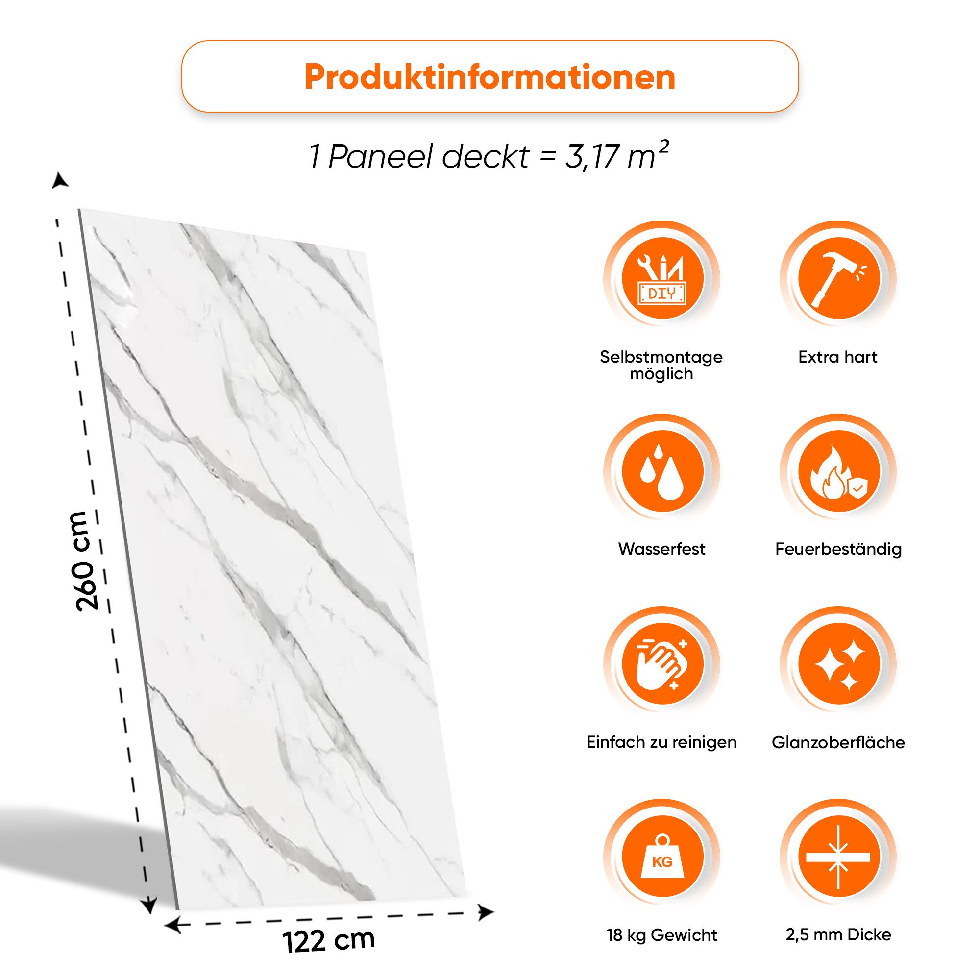IZODEKOR 3D Wandpaneel IZODEKOR Deckenhohe 3D Marmor Wandpaneel