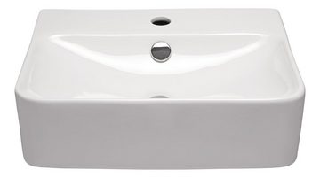 aquaSu Waschbecken Kono (Hänge-Waschtisch, 1-St), 44 cm, Handwaschbecken, Weiß, Überlauf, Hahnloch mittig, 562287