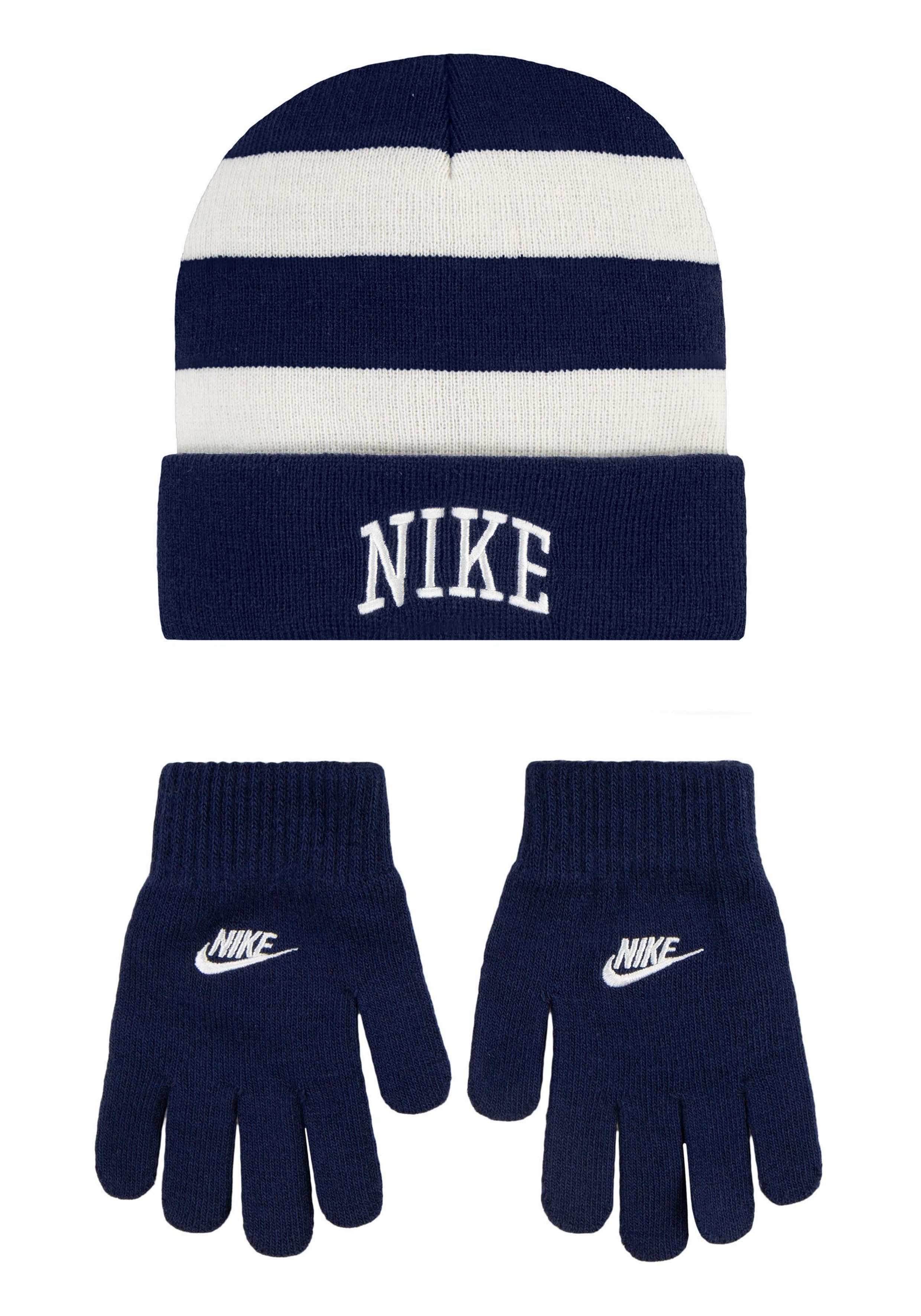 Nike Sportswear Mütze & Schal CHUNKY STRIPE APEX BEANIE SET: Mütze und Handschuhe (Set, 2-tlg., Set mit Beanie & 1 Paar Handschuhe)