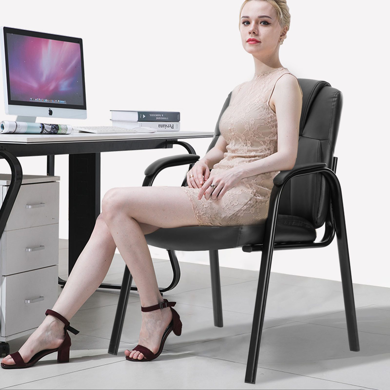 SURFOU Besucherstuhl Stuhl Konferenzstuhl Freischwinger mit Armlehne Bürost günstig online kaufen