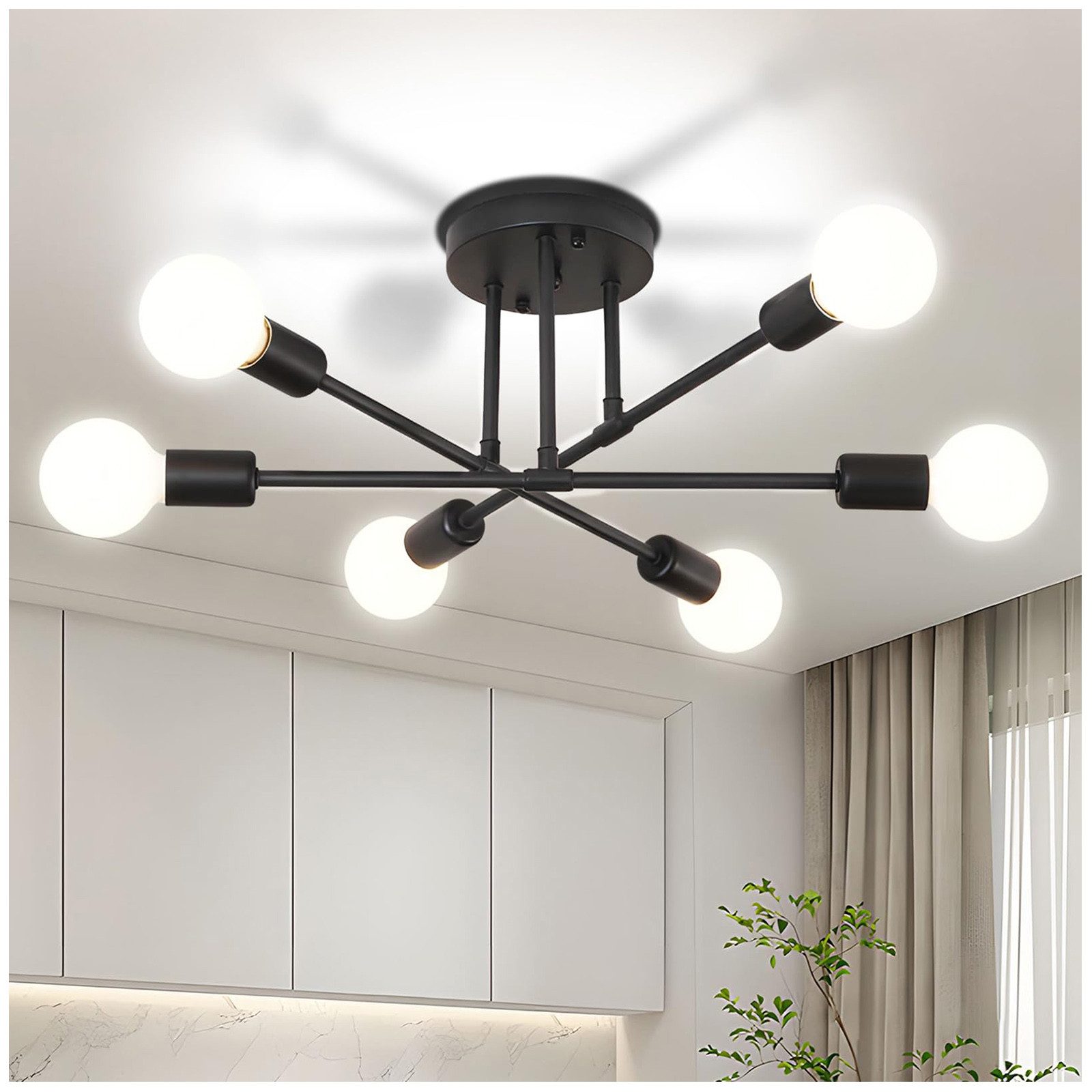 Lapamax LED Kronleuchter Deckenleuchte Vintage, 6/8 Flammig Deckenlampe Kronleuchter, E27, Halogen, Hängelampe für Wohnzimmer Esszimmer Küche Flur