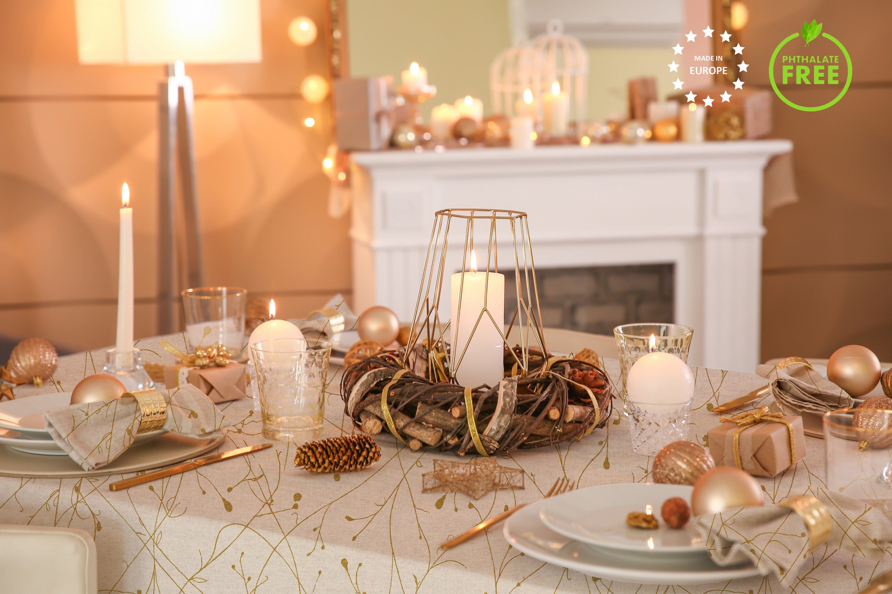 Beautex Tischdecke Baumwolle Tischdecke mit Fleckenschutz, mit Glanz-Lurex Faser (1-tlg)