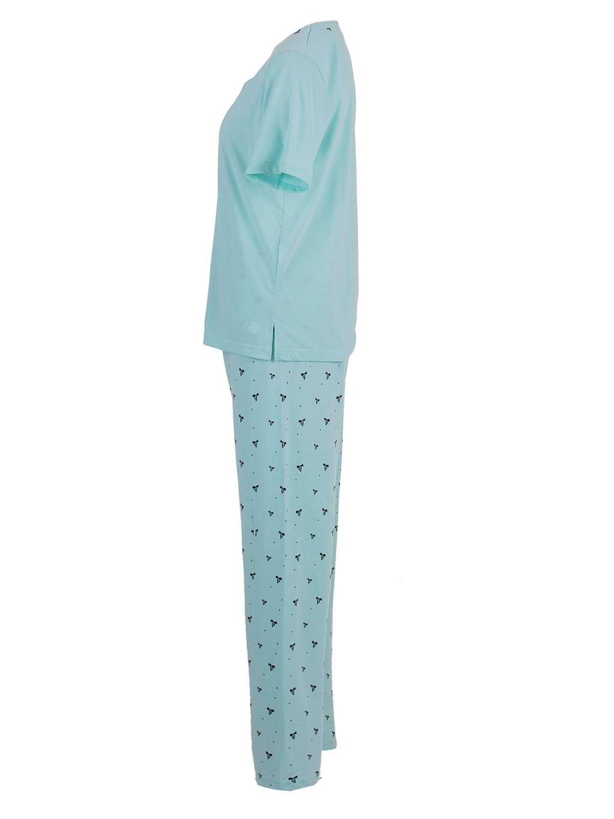 Kurzarm - Schlafanzug Pyjama Schleife mint zeitlos Set