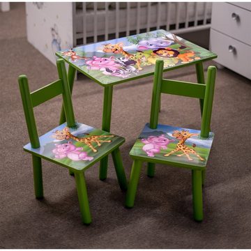 HTI-Line Kindersitzgruppe Kindertischgruppe Dschungel, (Set, 3-tlg., 1 Tisch, 2 Stühle), Kindertisch Kinderstuhl Kindermöbel