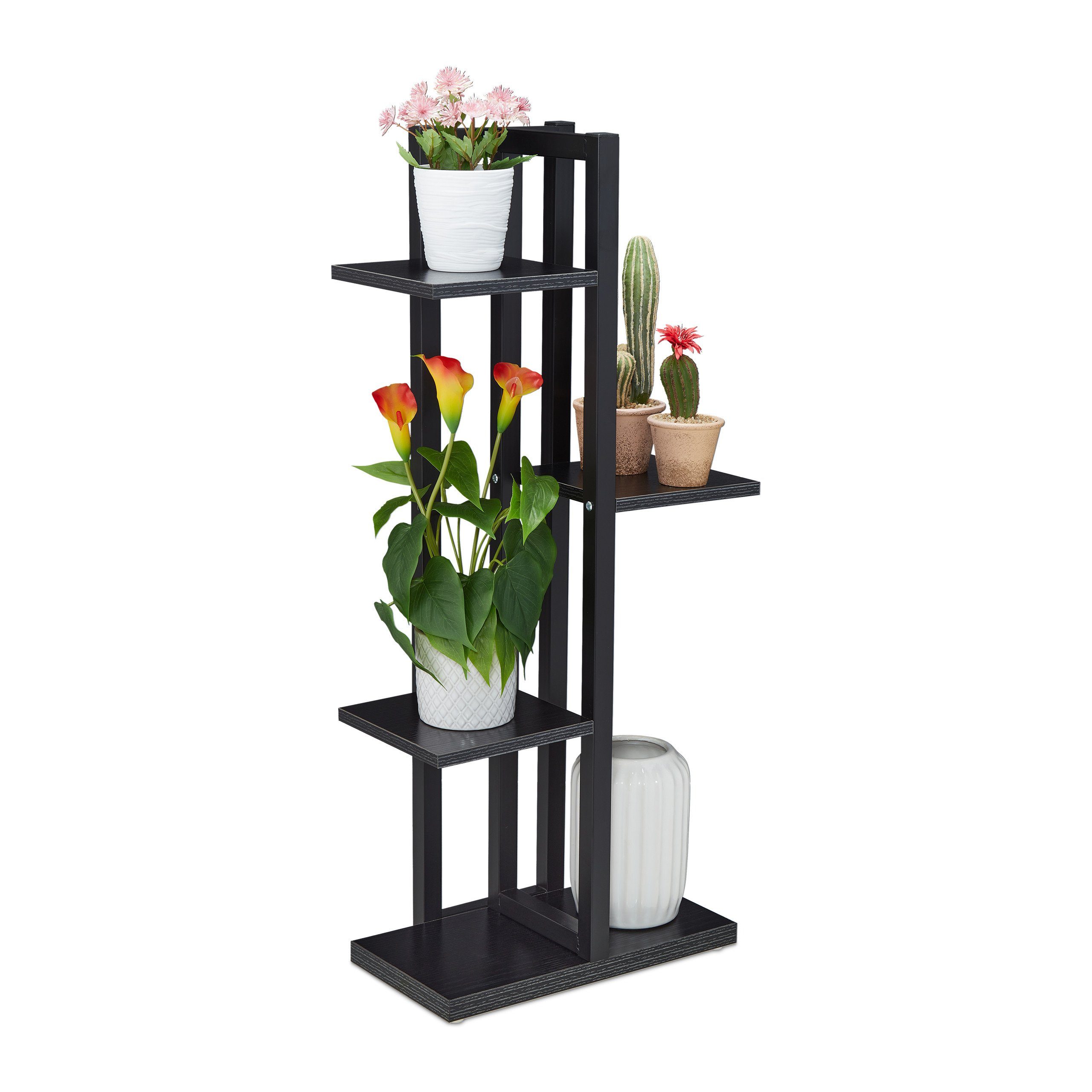 relaxdays Blumenständer Blumenregal Metall, schwarz günstig online kaufen