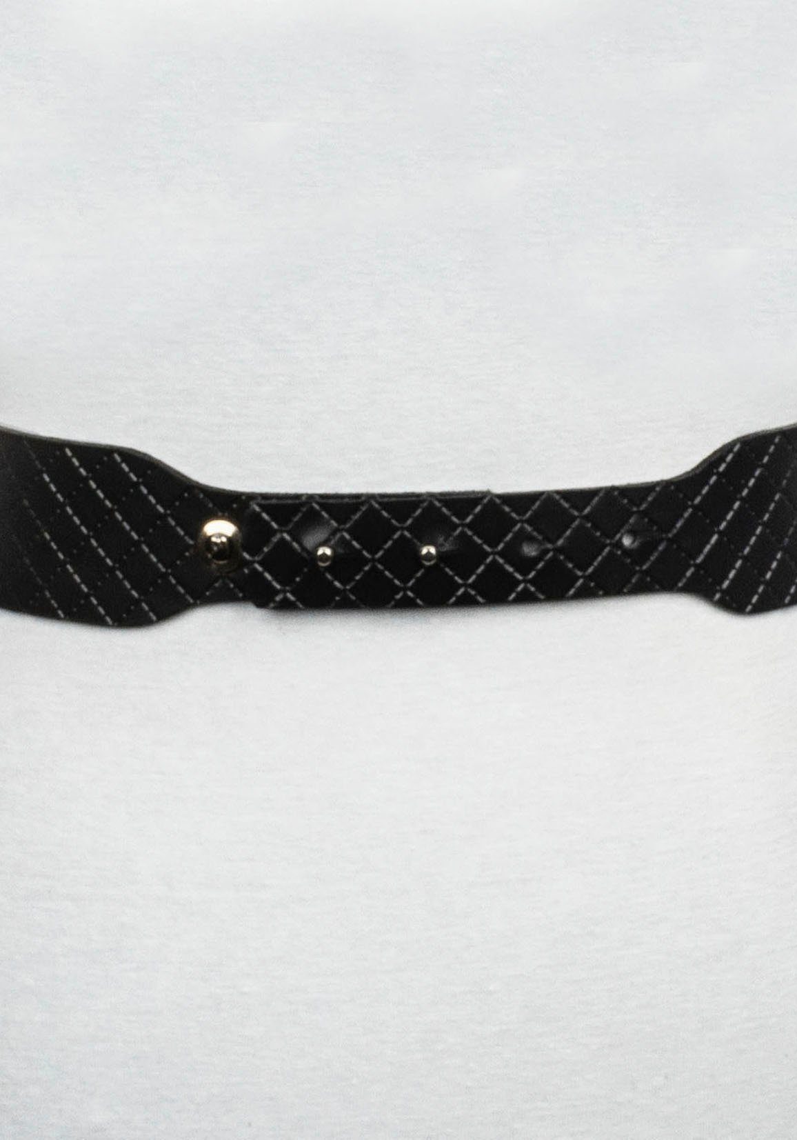 Ledergürtel und Goldton b.belt Verschluss schwarz mit Kette in hellem