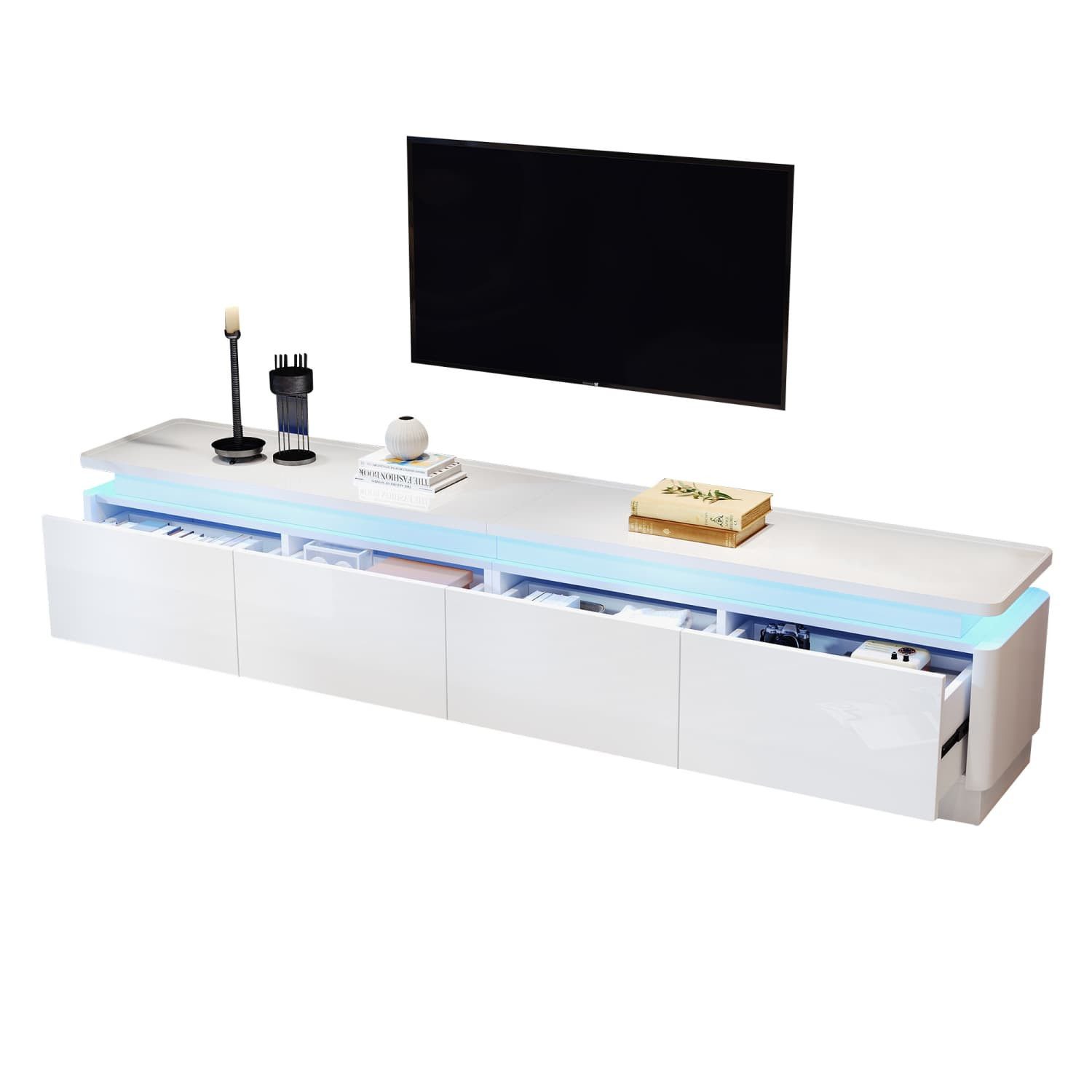 TV-Schrank TV schrank mit 4 schubladen,TV stand und Fernsehschrank Mit LED