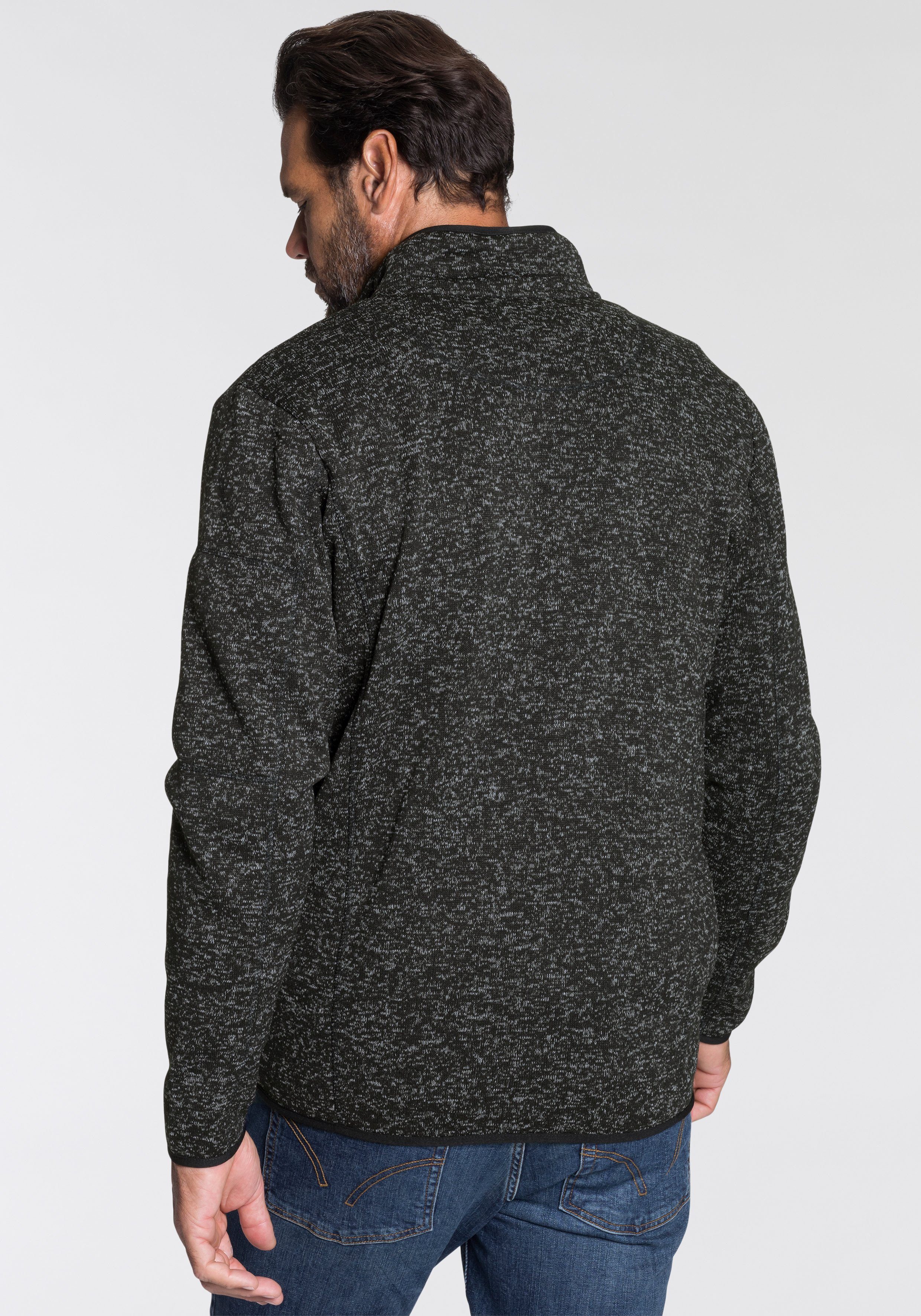 Man's World Strickfleecejacke für die Übergangszeit, mit Reißverschlusstaschen, mit Stehkragen