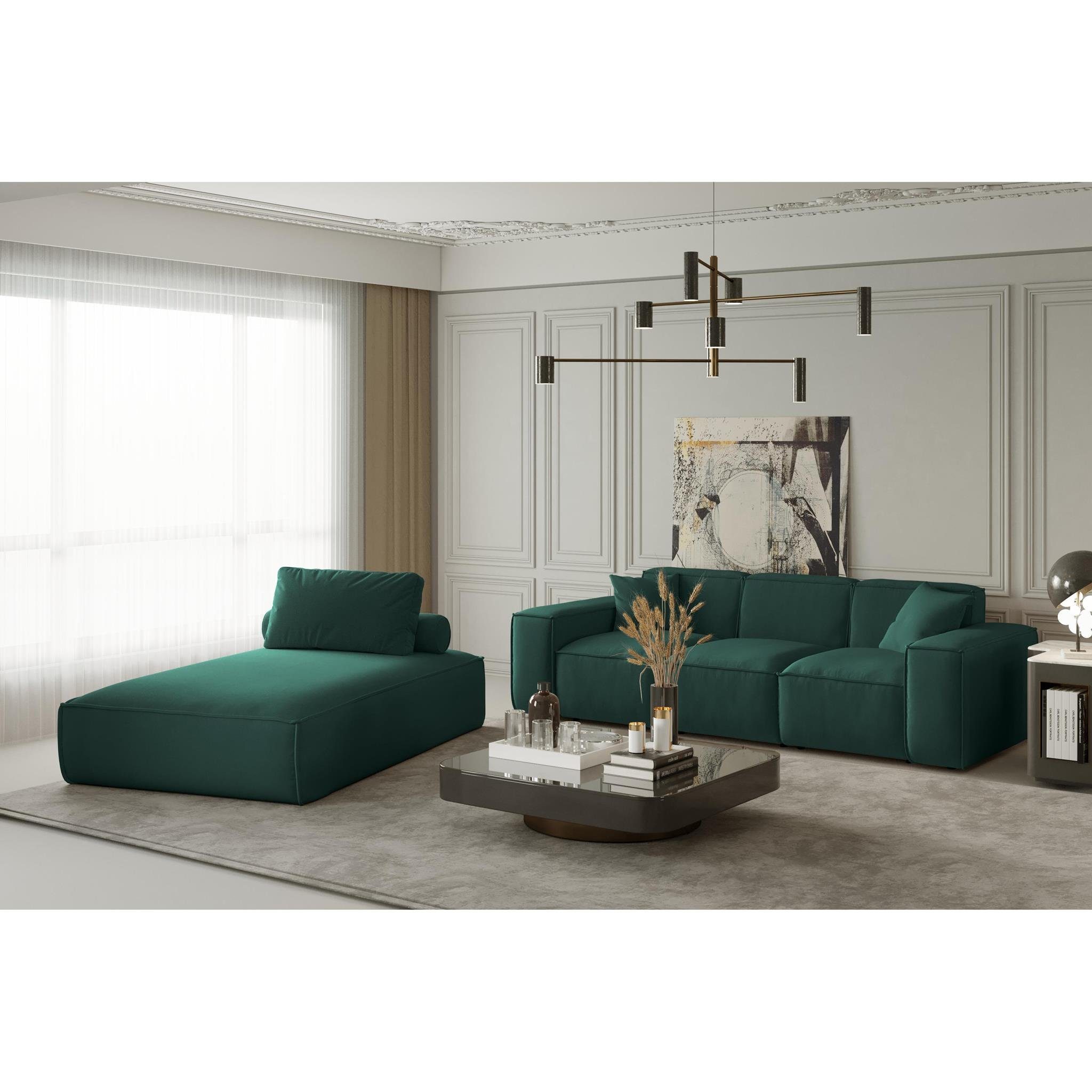 Beautysofa Relaxliege Lugano, mit Wellenfedern, Cord- oder Velvetstoff, gepolstert Lounge Sessel modern, mit zwei Kissen