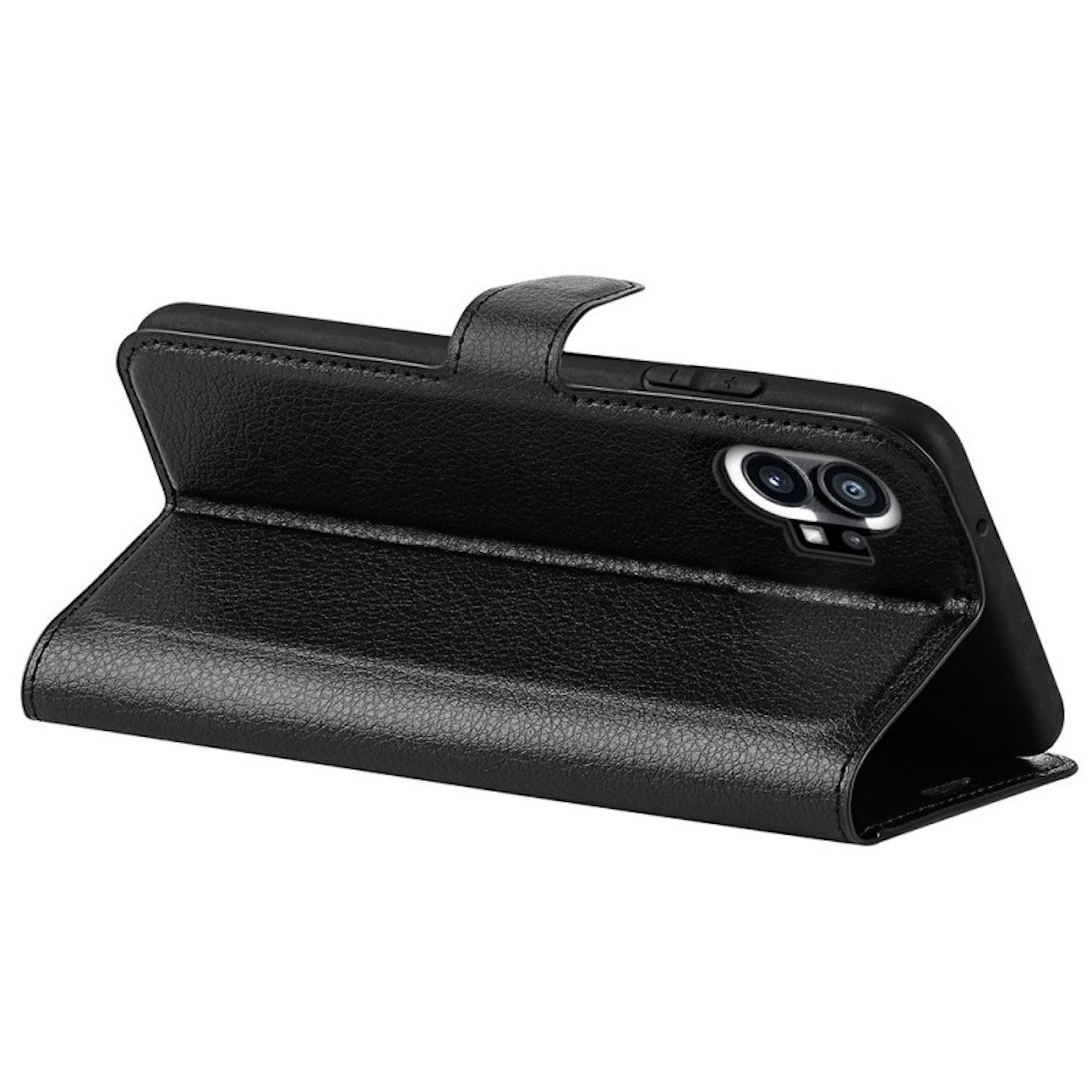 Wigento Smartphone-Hülle Für Nothing Phone 1 Kunst-Leder Book Wallet Schutz Case Tasche Schwarz, Kunstleder Hülle mit Kartenfächern und Standfunktion