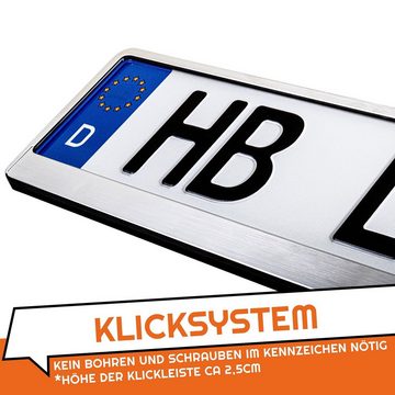 L & P Car Design Kennzeichenhalter Auto Chrom-gebürstet Kennzeichenhalterung Kennzeichen, (2 Stück)