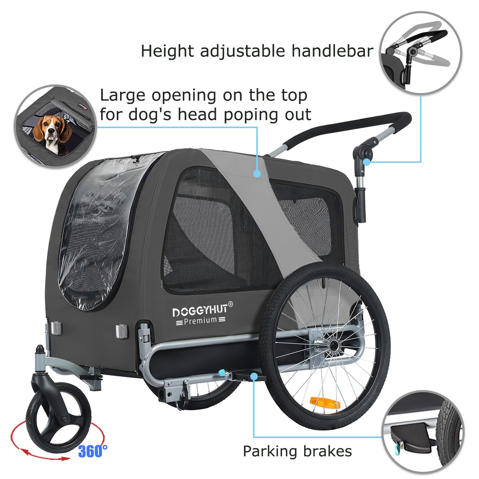 TIGGO Fahrradhundeanhänger DOGGYHUT® Hundefahrradanhänger Hundeanhänger Fahrradanhänger