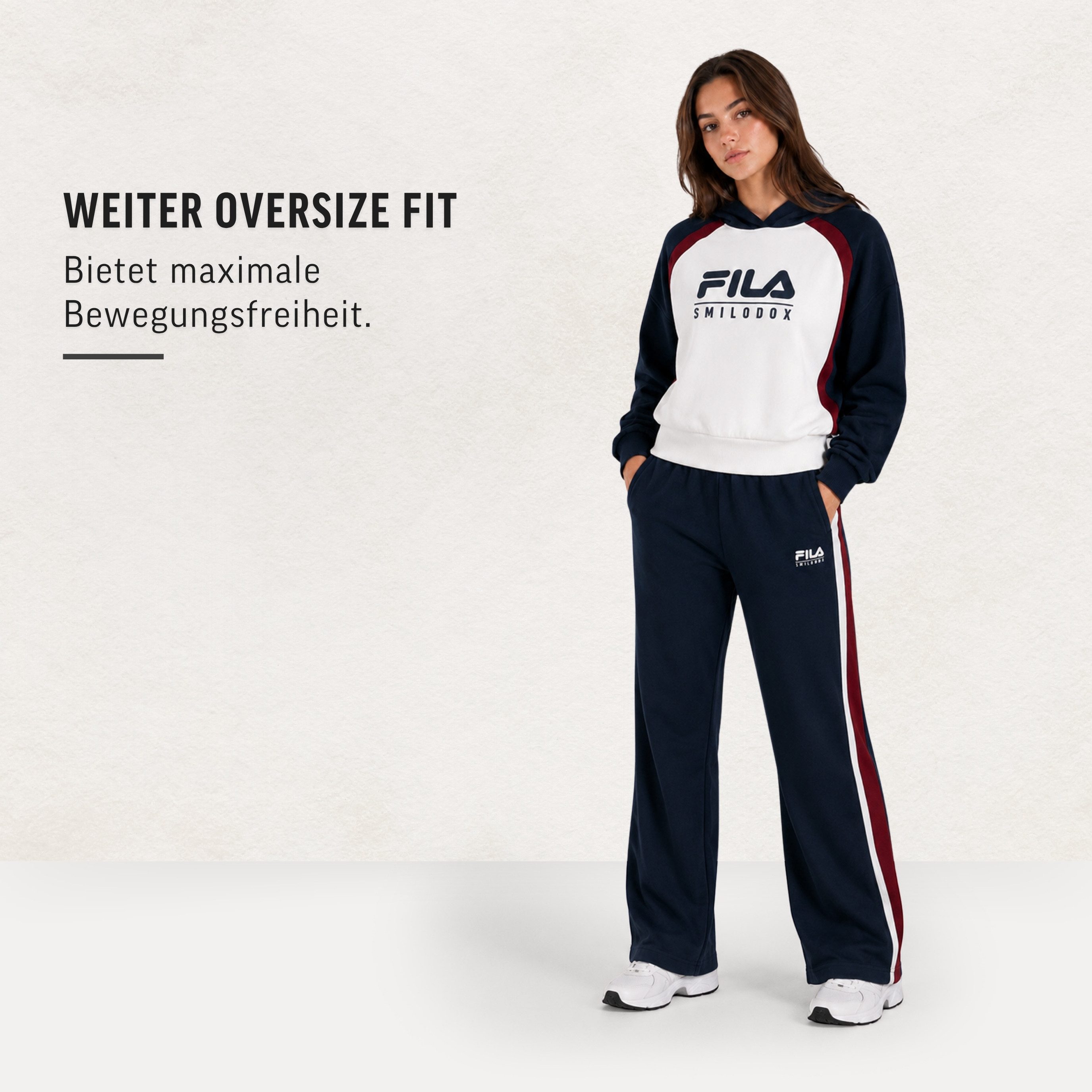 Smilodox Leggings Alassio Damen, Fila Oversize Sweatpants, Tunnelzug, Freizeit & Sport Wide Leg, Relax Fit, Athleisure, Gymwear, Logo-Detail