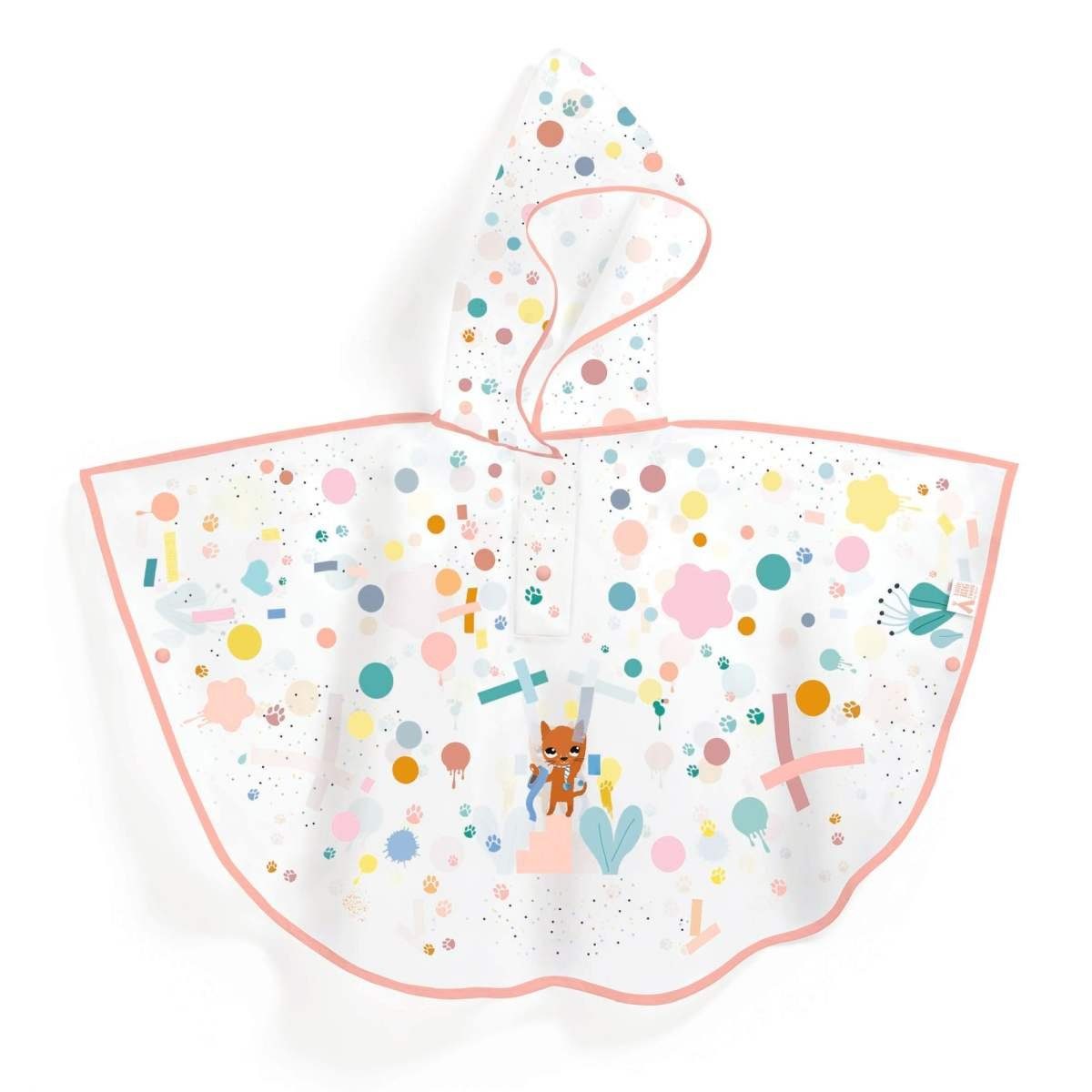 DJECO Regenponcho Regencape mit Kapuze für Kinder von 3-5 Jahren