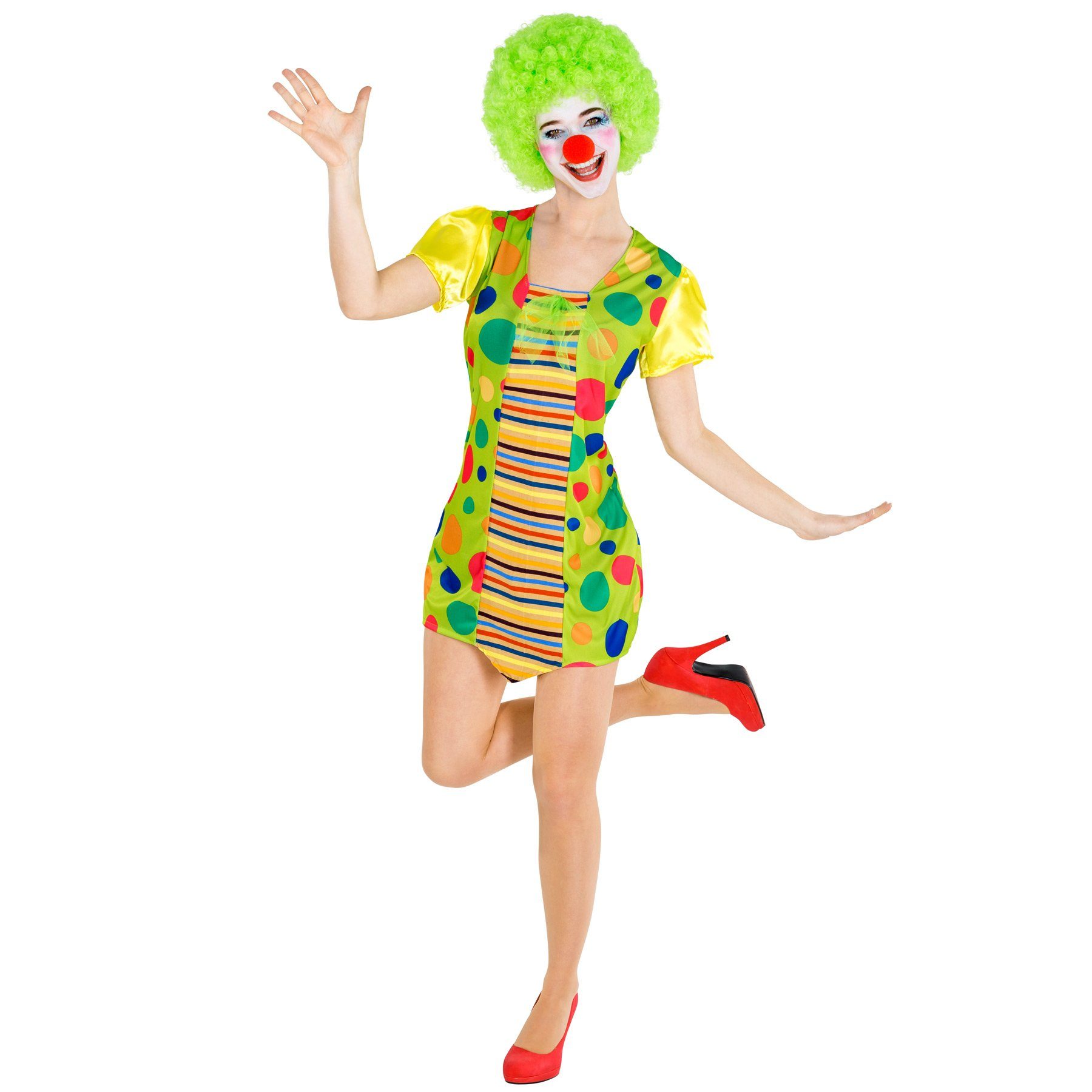 dressforfun Clown-Kostüm Frauenkostüm Clown Jekaterina, Kurzes, buntes Kleid