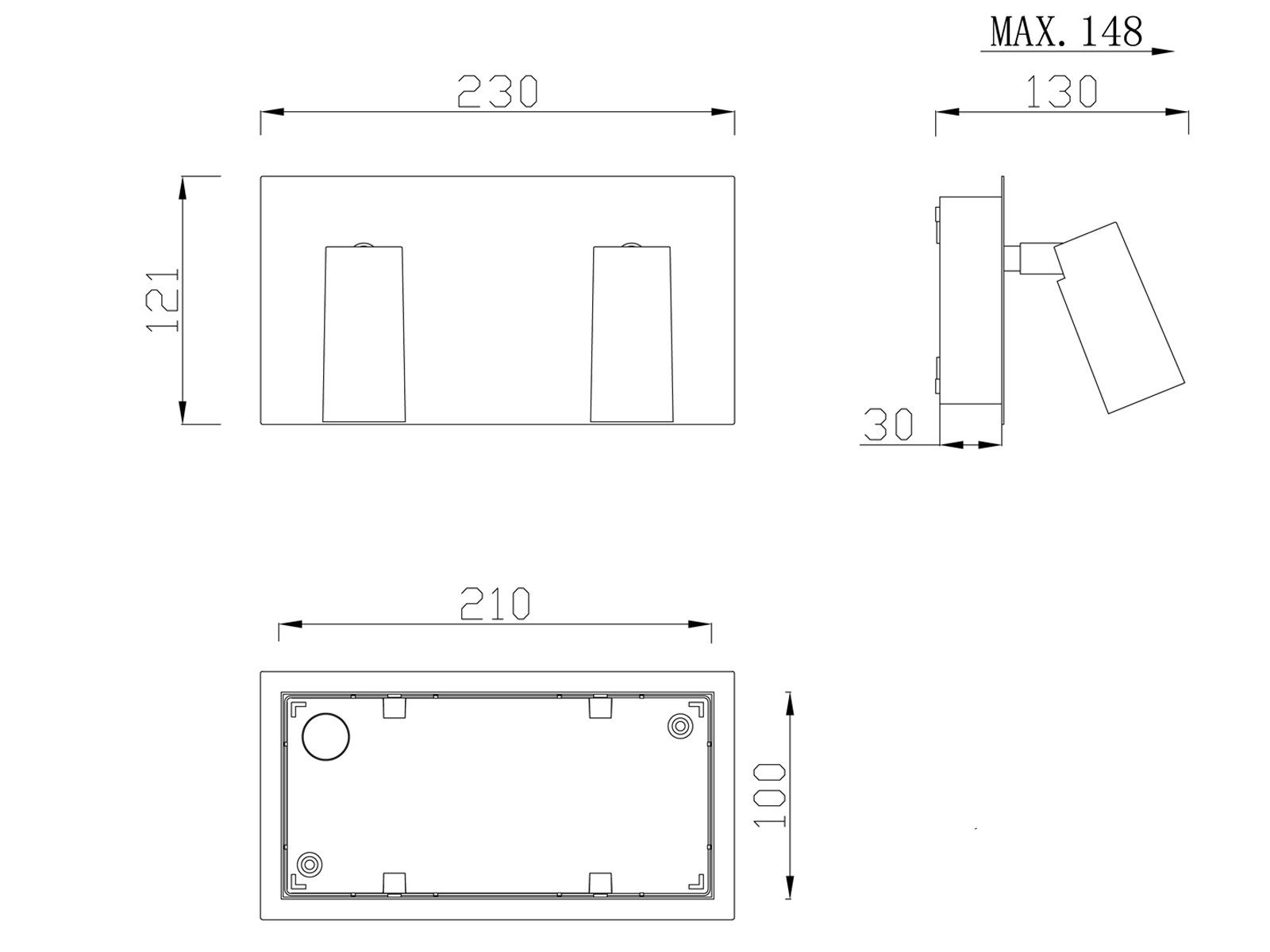 meineWunschleuchte LED Wandstrahler 2-flammig integriert, fest Carport Warmweiß, LED Außen-Wandleuchte, 2er-Set beleuchten, Anthrazit Haus-wand