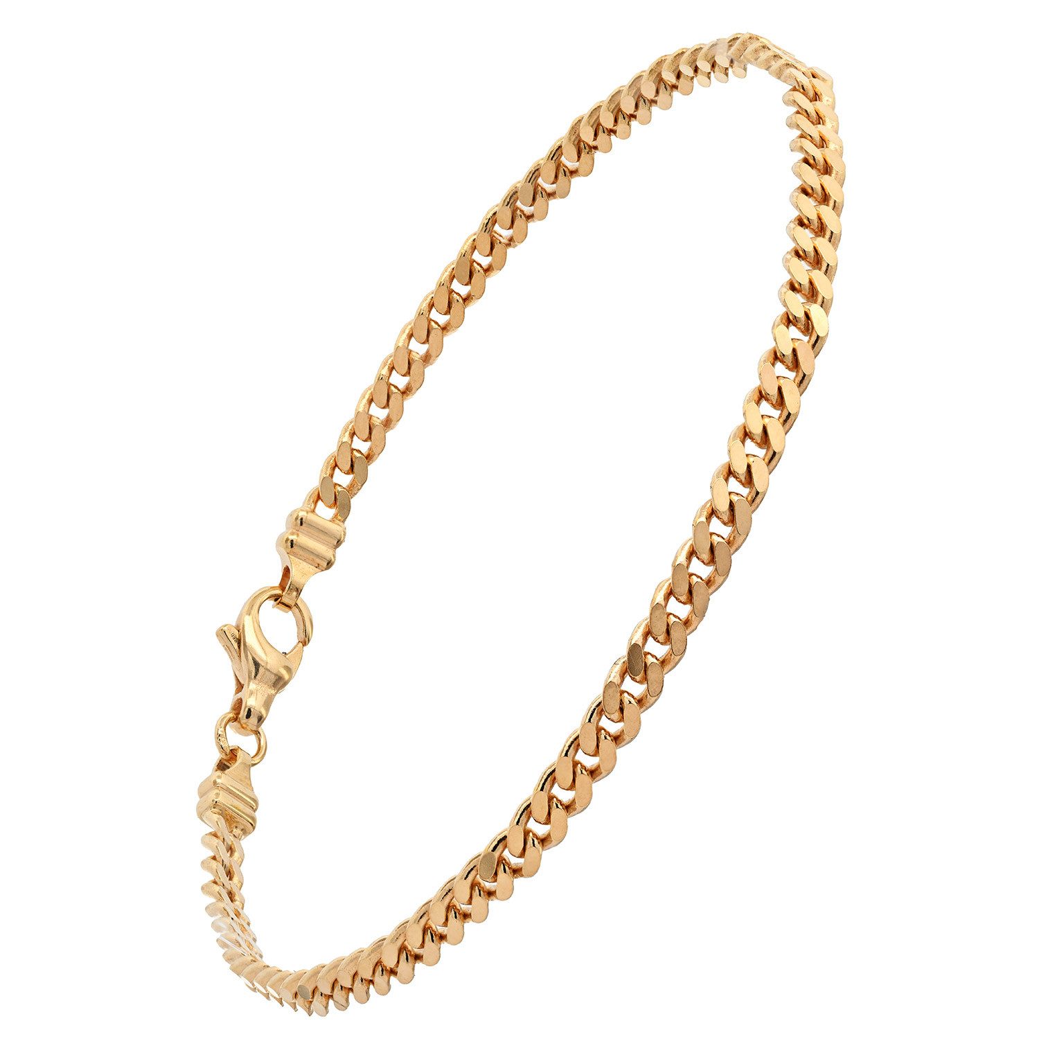 HOPLO Goldarmband Goldkette Panzerkette Armkette - Breite 3,0 mm 19 cm 750-18 Karat Gold, Made in Germany