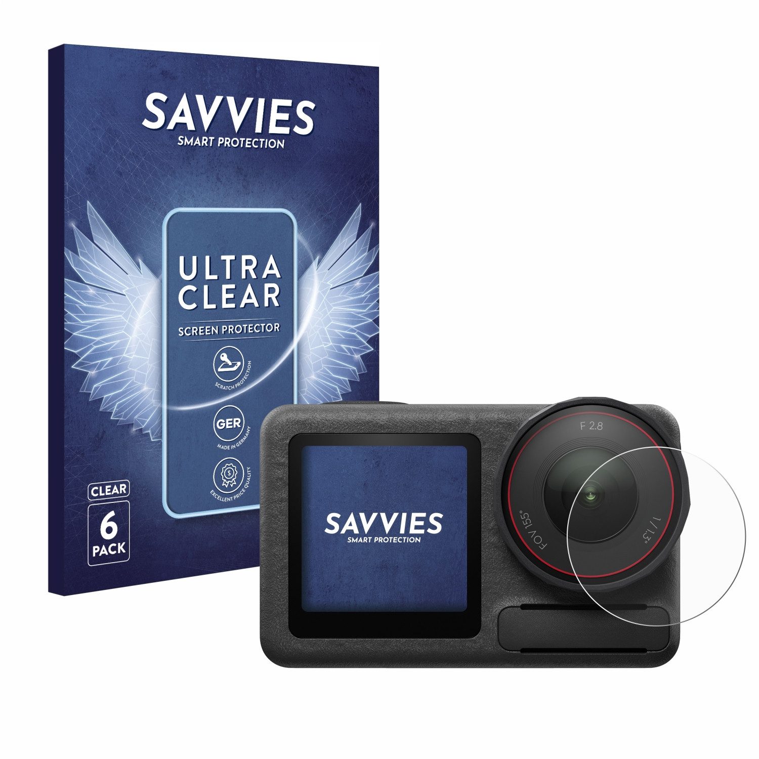 Savvies Displayschutzfolie Schutzfolie für DJI Osmo Action 5 Pro (Linse), 6 Stück, Displayschutz Schutz Folie Klar Transparent