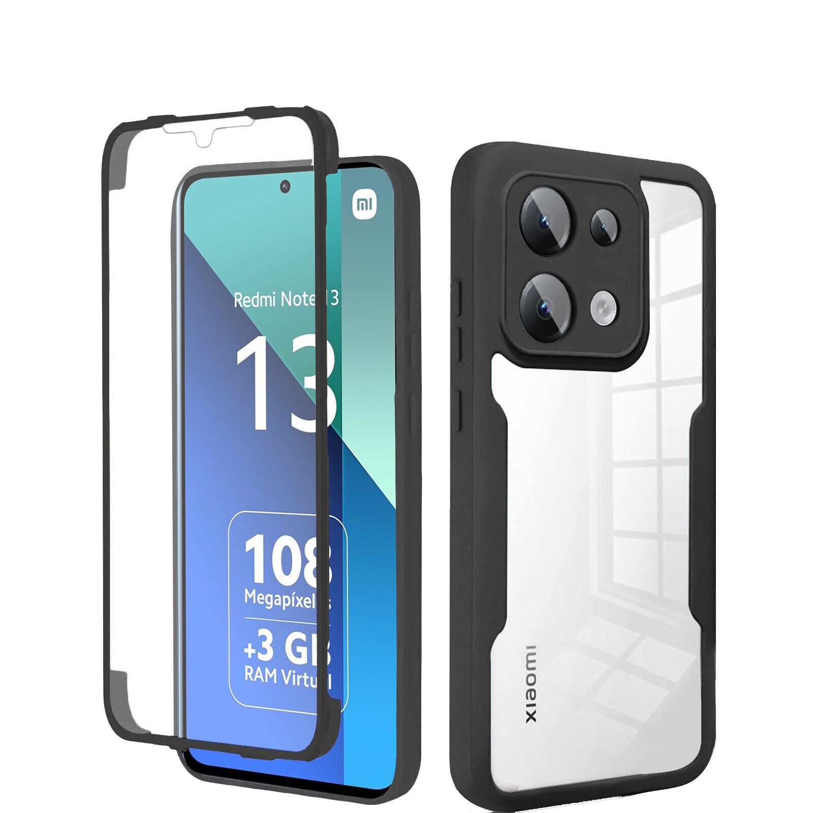 betterfon Handyhülle für Xiaomi Redmi Note 13 4G 2-teiliges 360° TPU Schutzcase, 2-teiliges 360 Grad Case mit Rundumschutz und Displayschutz