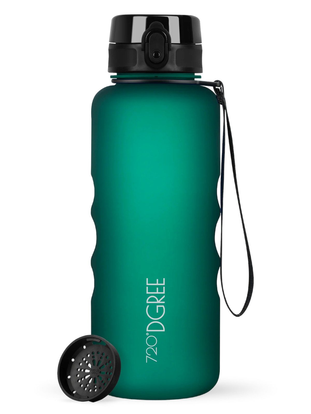 720°DGREE Trinkflasche Trinkflasche uberBottle softTouch mit Sieb emerald green 1,5l