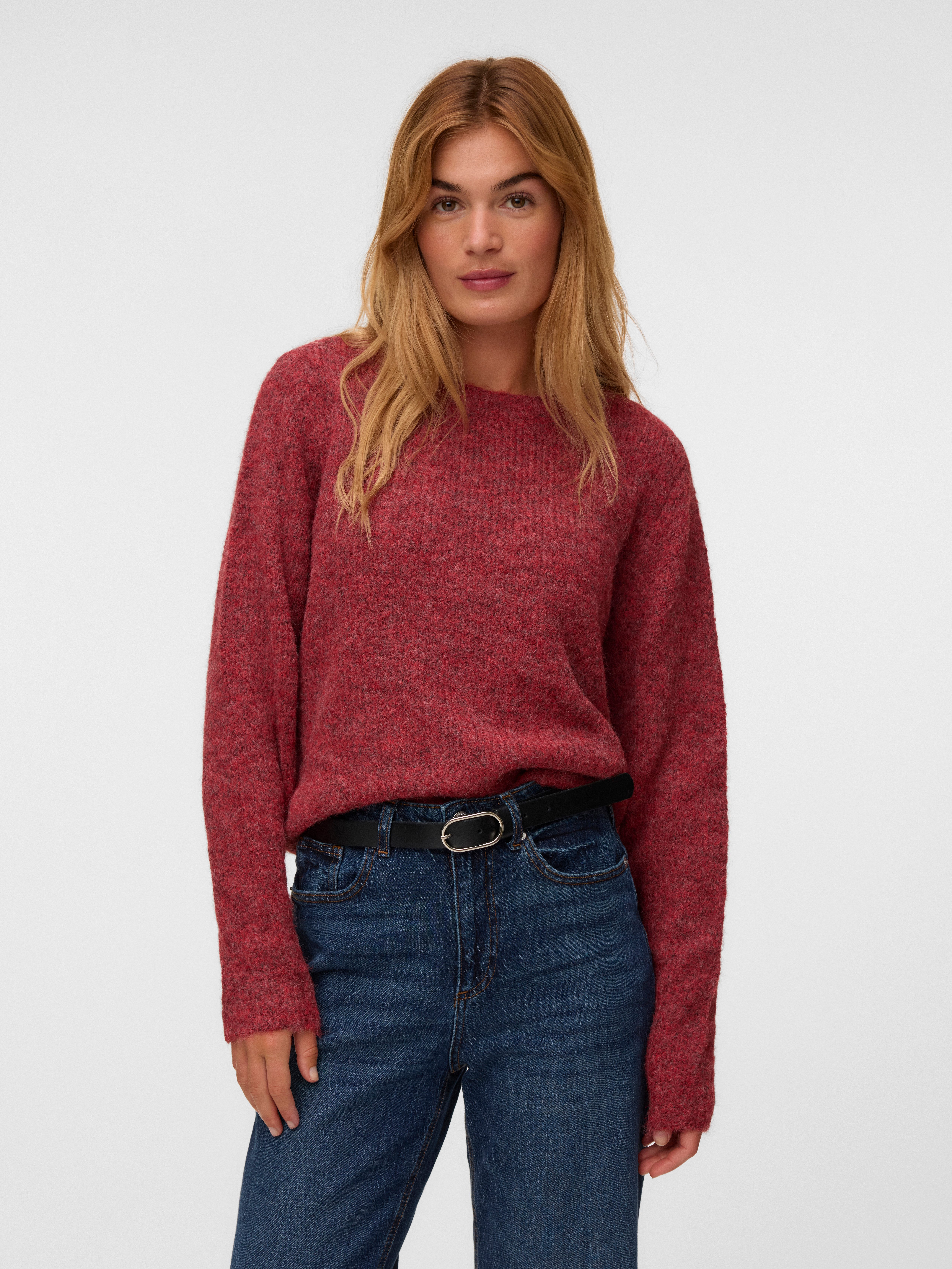 Vero Moda Strickpullover VMNOVAH LS O-NECK PULLOVER GA NOOS Materialmix, regular fit