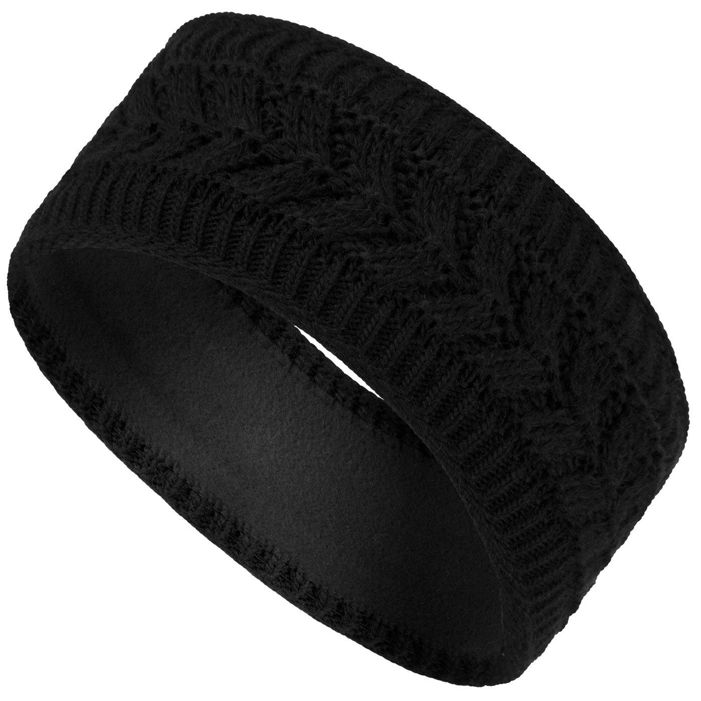 Damen Strickband Ohrenschützer (1-St) Band schwarz Stirnband Winter Kopfband Stirnband Winterstirnband gefüttert compagno